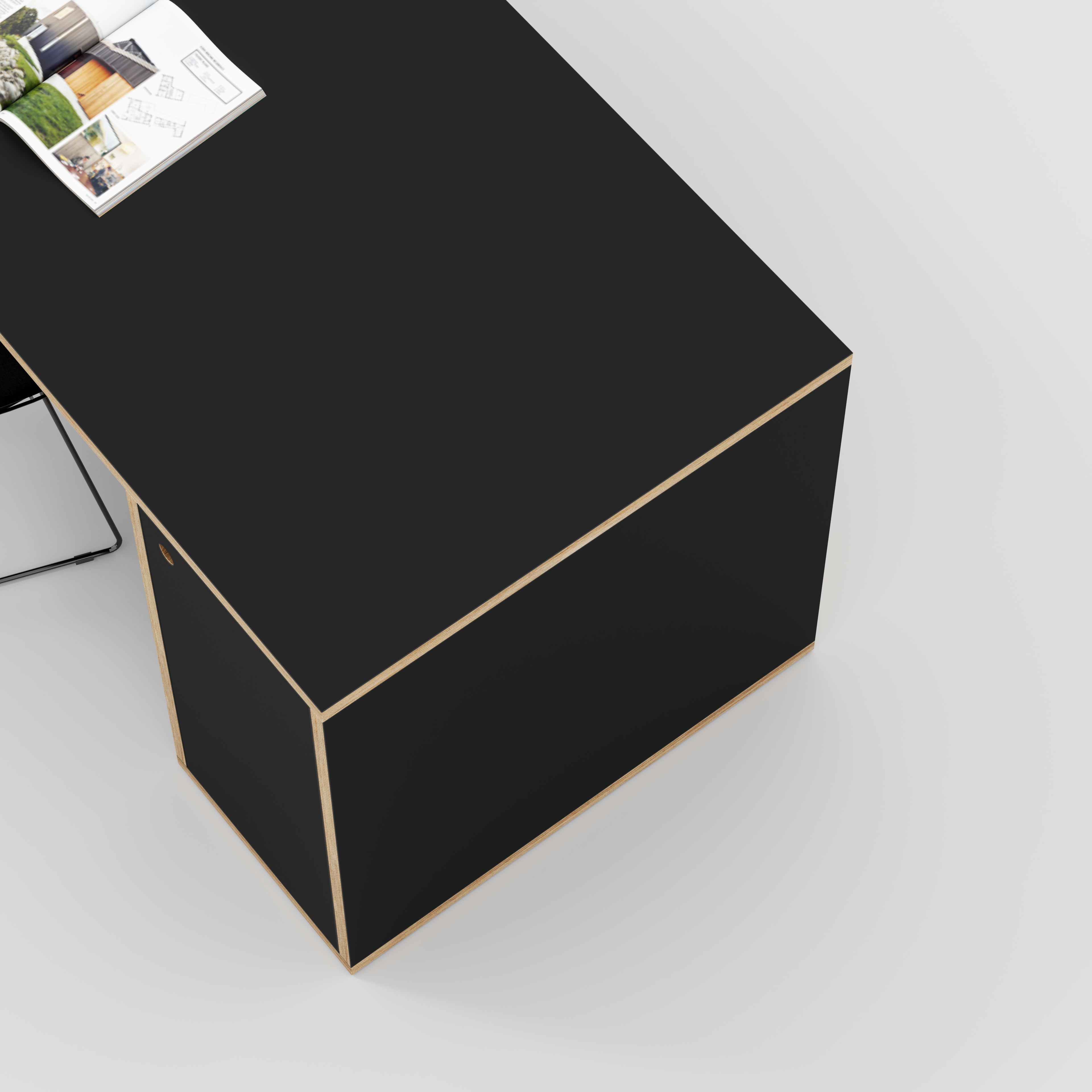 Plywood Desk with Storage Type 1 RH - Door - Formica Diamond Black - 2000(w) x 800(d) x 750(h)