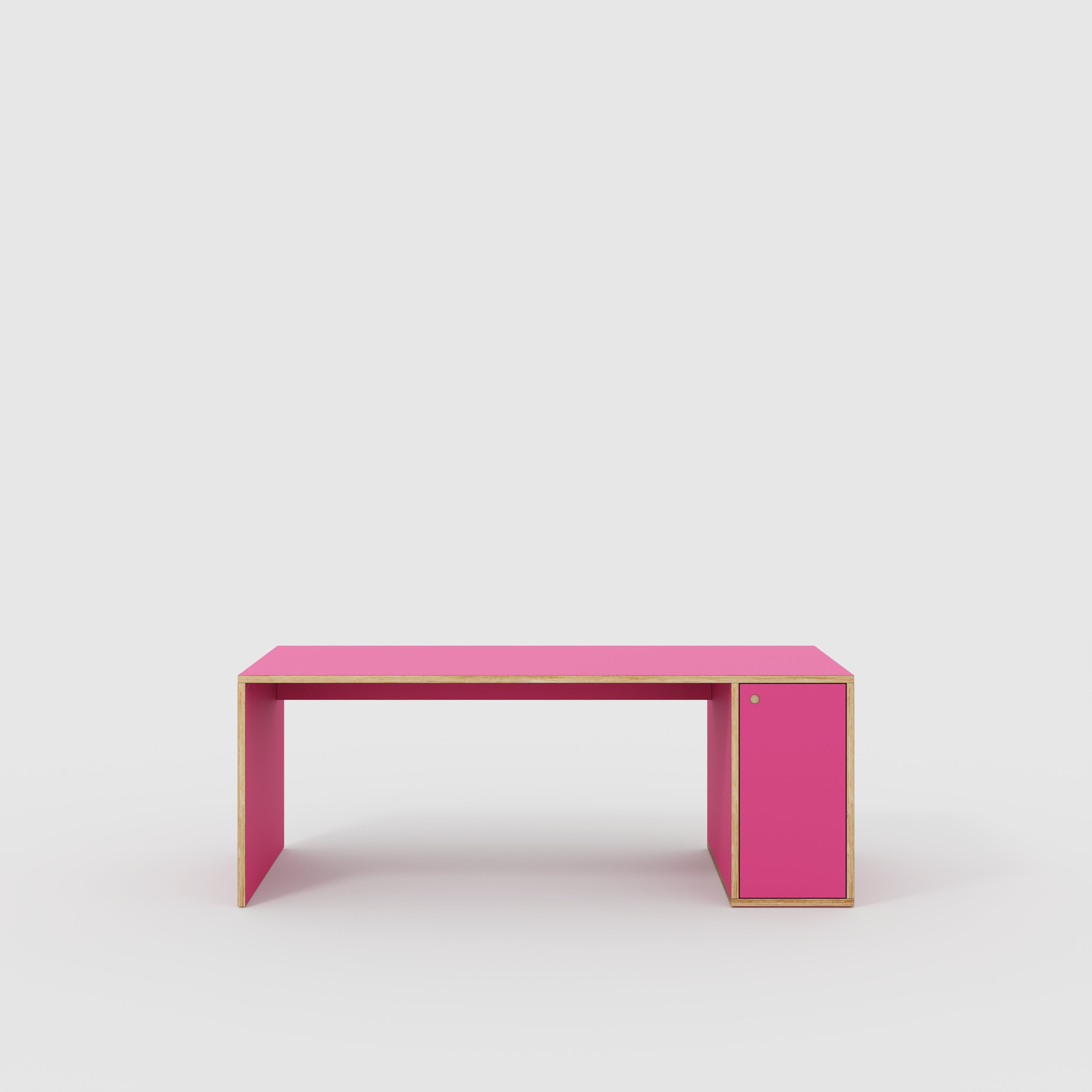 Plywood Desk with Storage Type 1 RH - Door - Formica Juicy Pink - 2000(w) x 800(d) x 750(h)