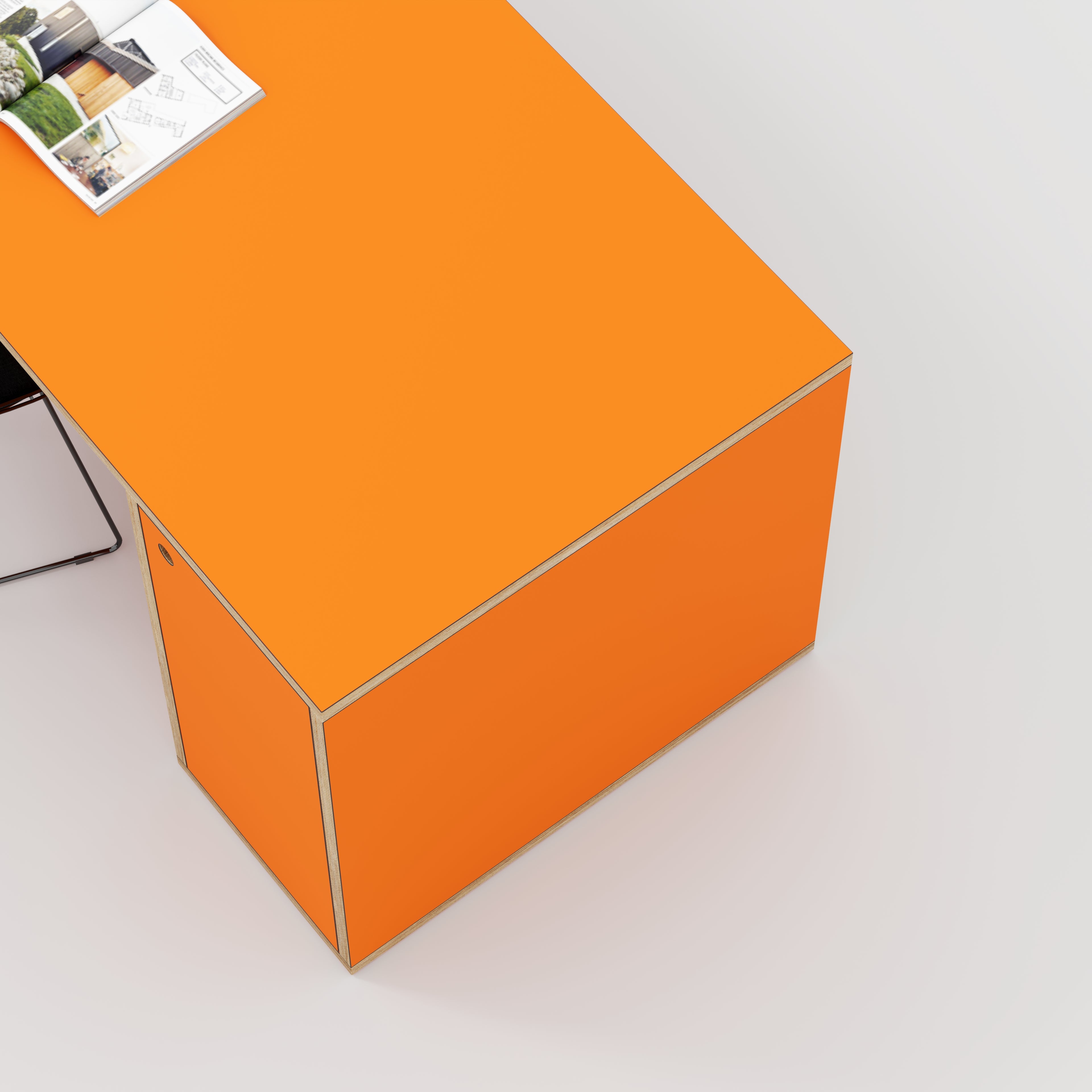 Plywood Desk with Storage Type 1 RH - Door - Formica Levante Orange - 2000(w) x 800(d) x 750(h)