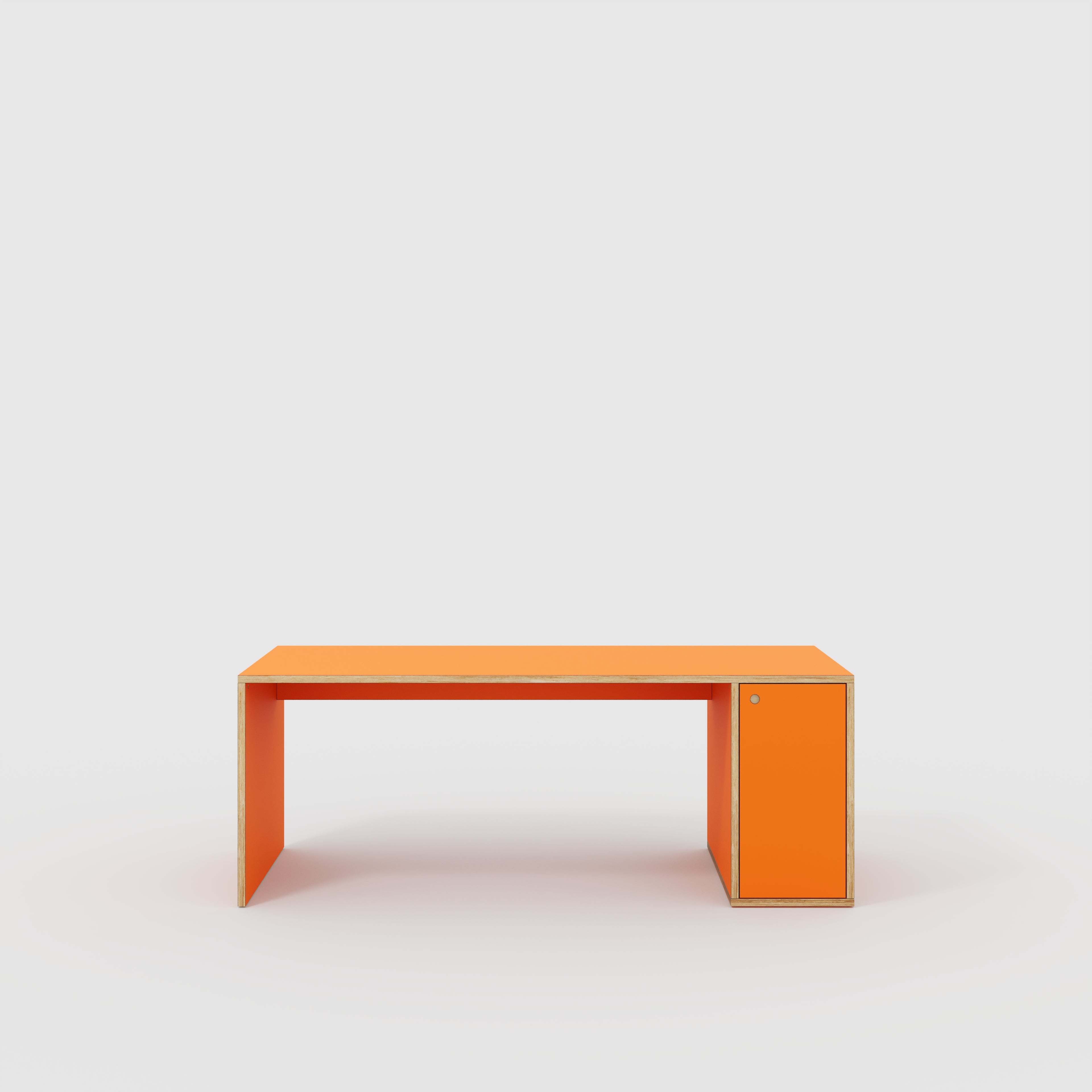 Plywood Desk with Storage Type 1 RH - Door - Formica Levante Orange - 2000(w) x 800(d) x 750(h)