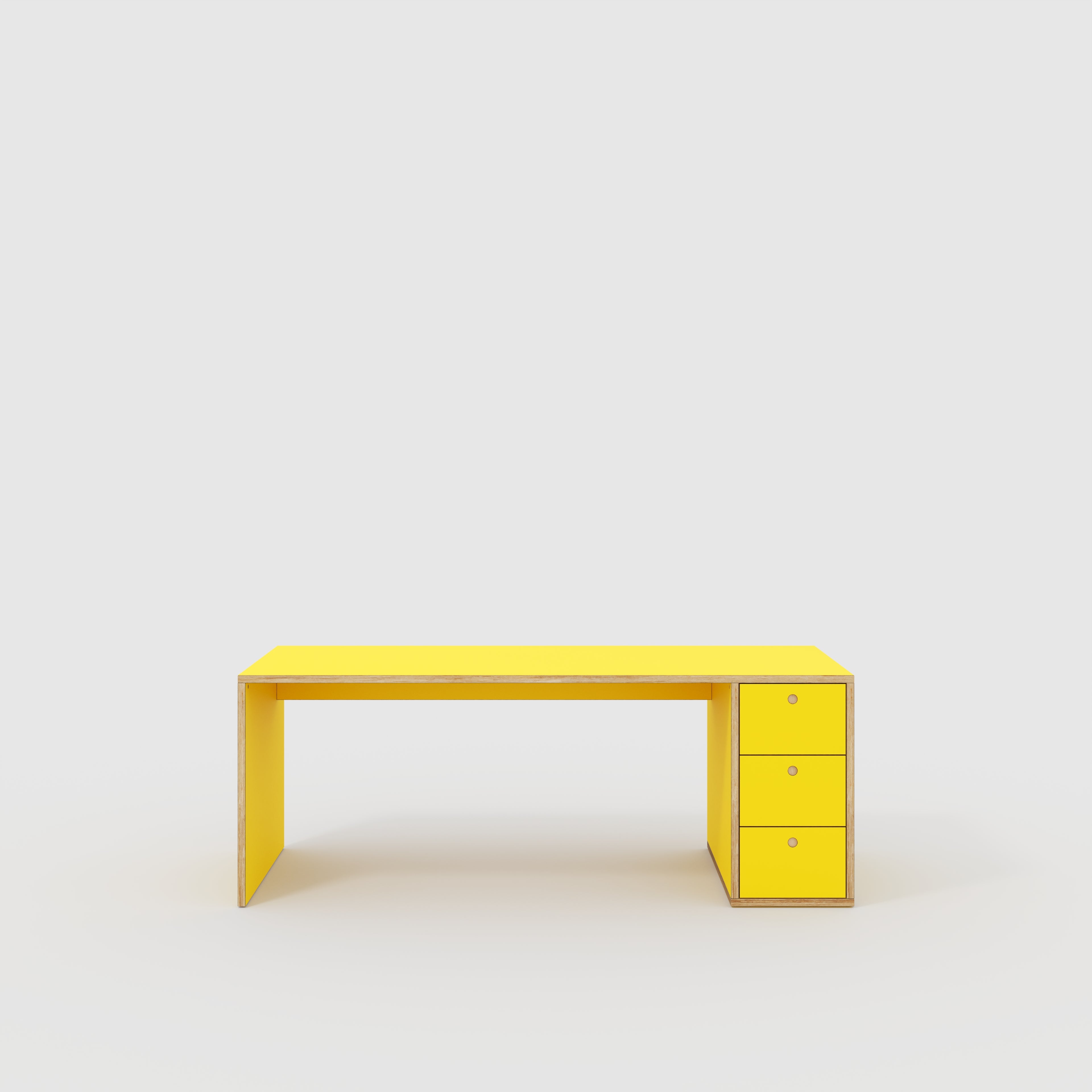 Plywood Desk with Storage Type 1 RH - Drawers - Formica Chrome Yellow - 2000(w) x 800(d) x 750(h)