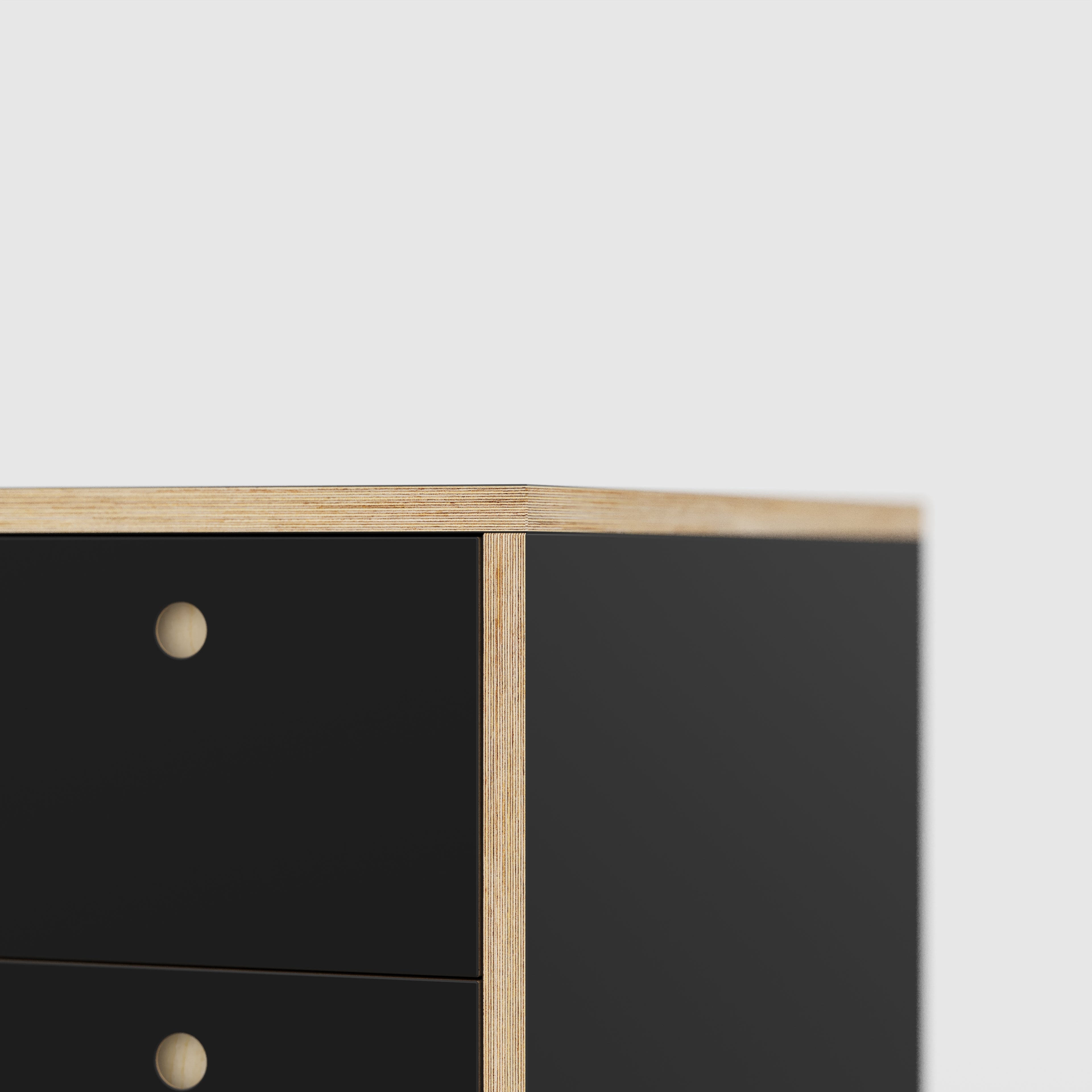 Plywood Desk with Storage Type 1 RH - Drawers - Formica Diamond Black - 2000(w) x 800(d) x 750(h)