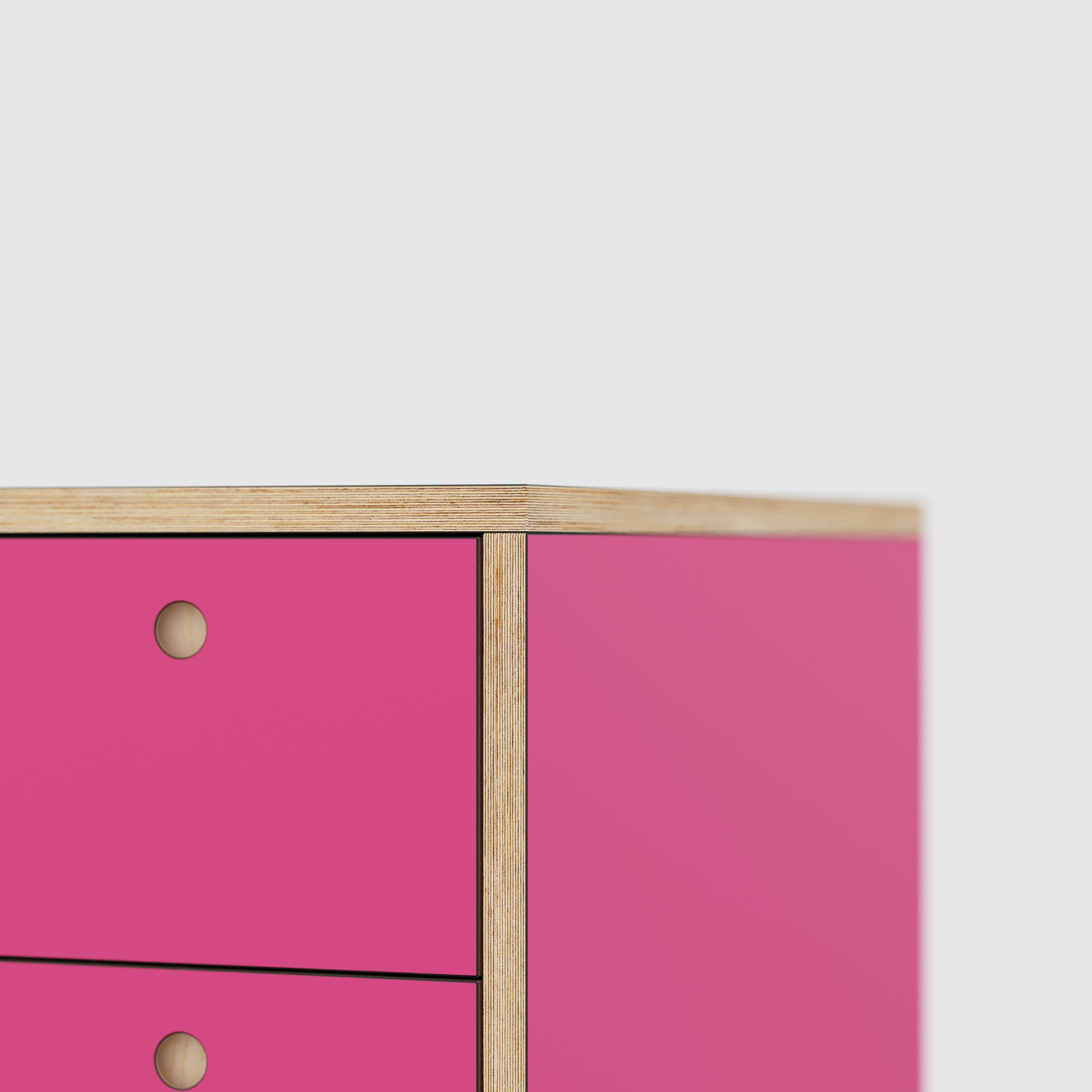 Plywood Desk with Storage Type 1 RH - Drawers - Formica Juicy Pink - 2000(w) x 800(d) x 750(h)