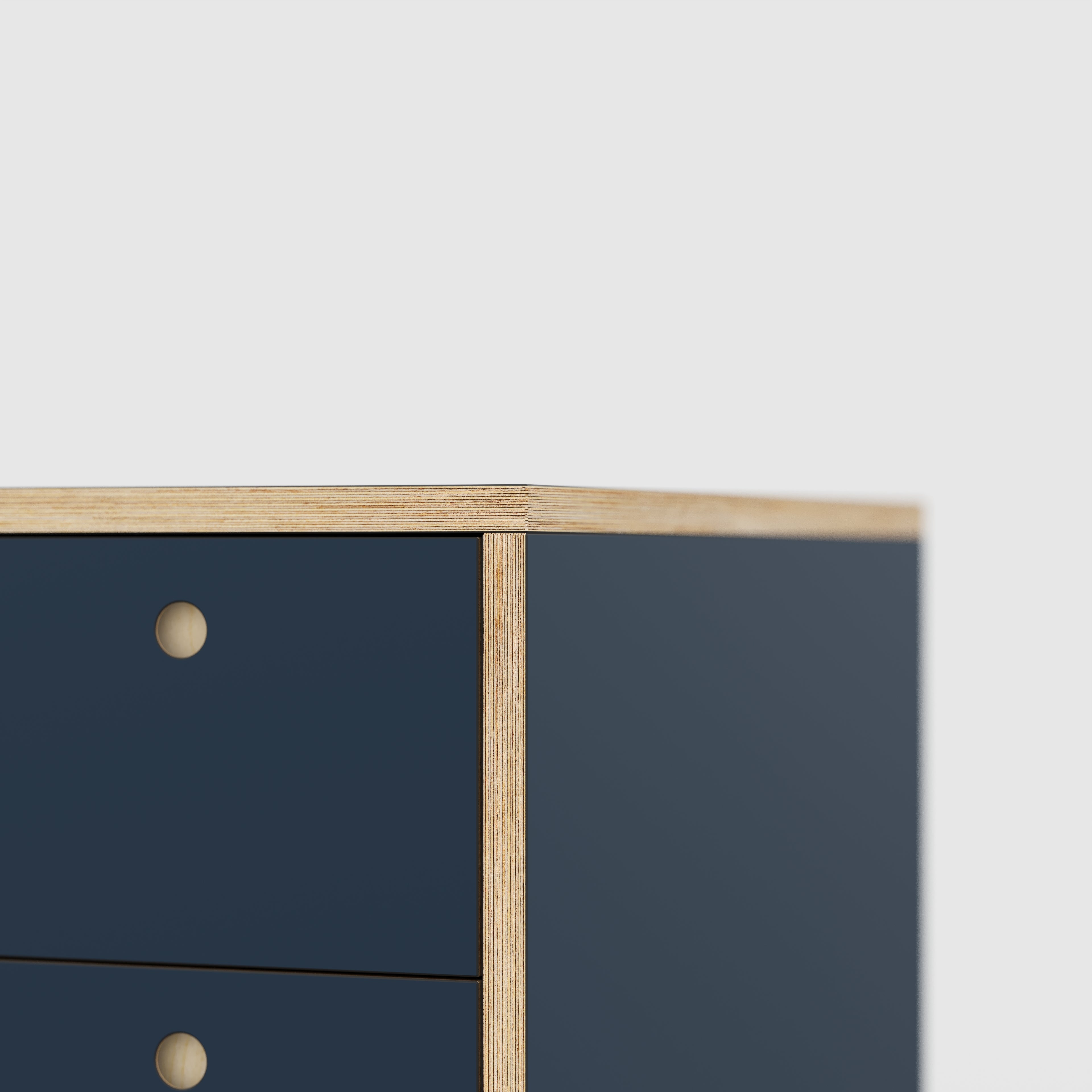 Plywood Desk with Storage Type 1 RH - Drawers - Formica Night Sea Blue - 2000(w) x 800(d) x 750(h)