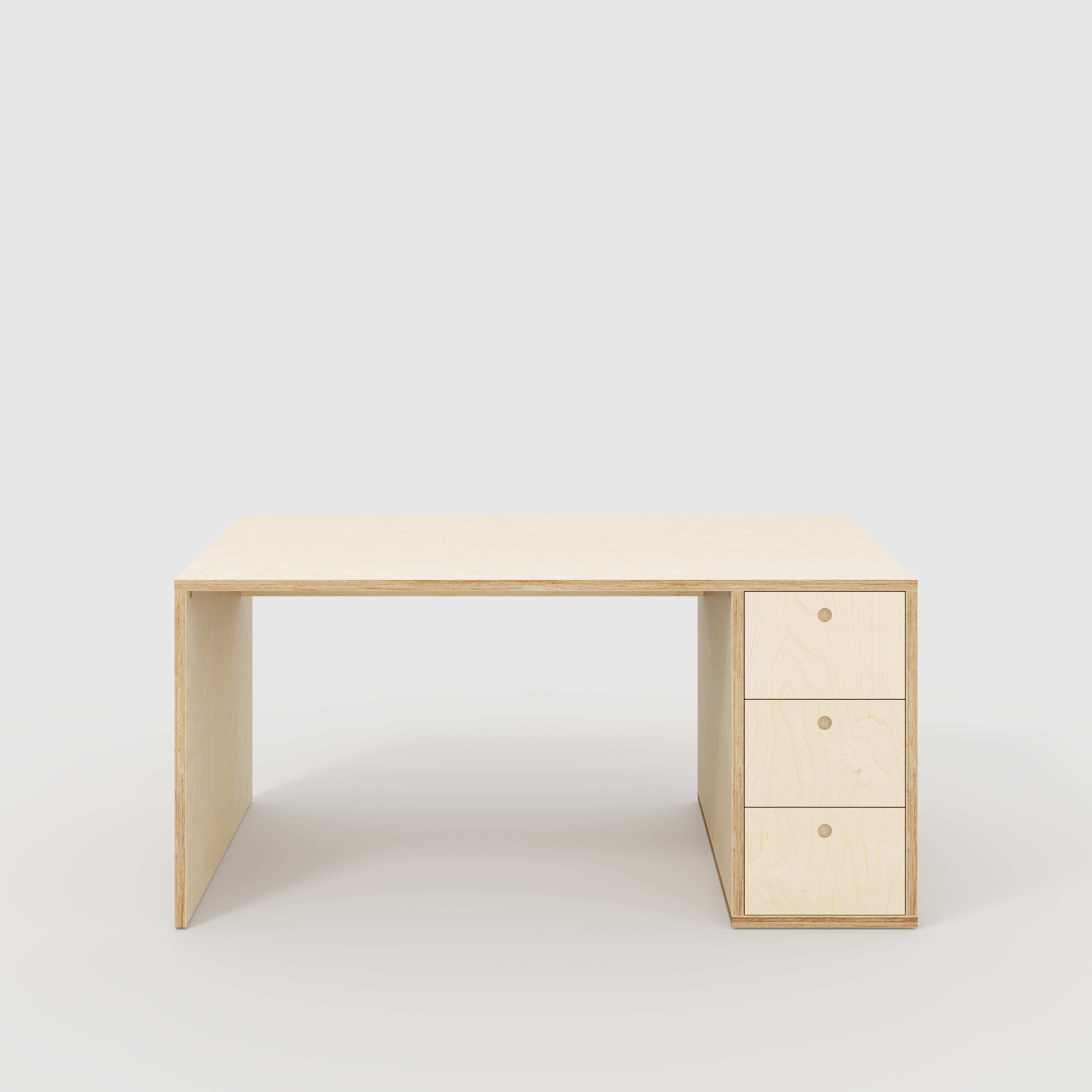 Plywood Desk with Storage Type 1 RH - Drawers - Plywood Birch - 1600(w) x 800(d) x 750(h)