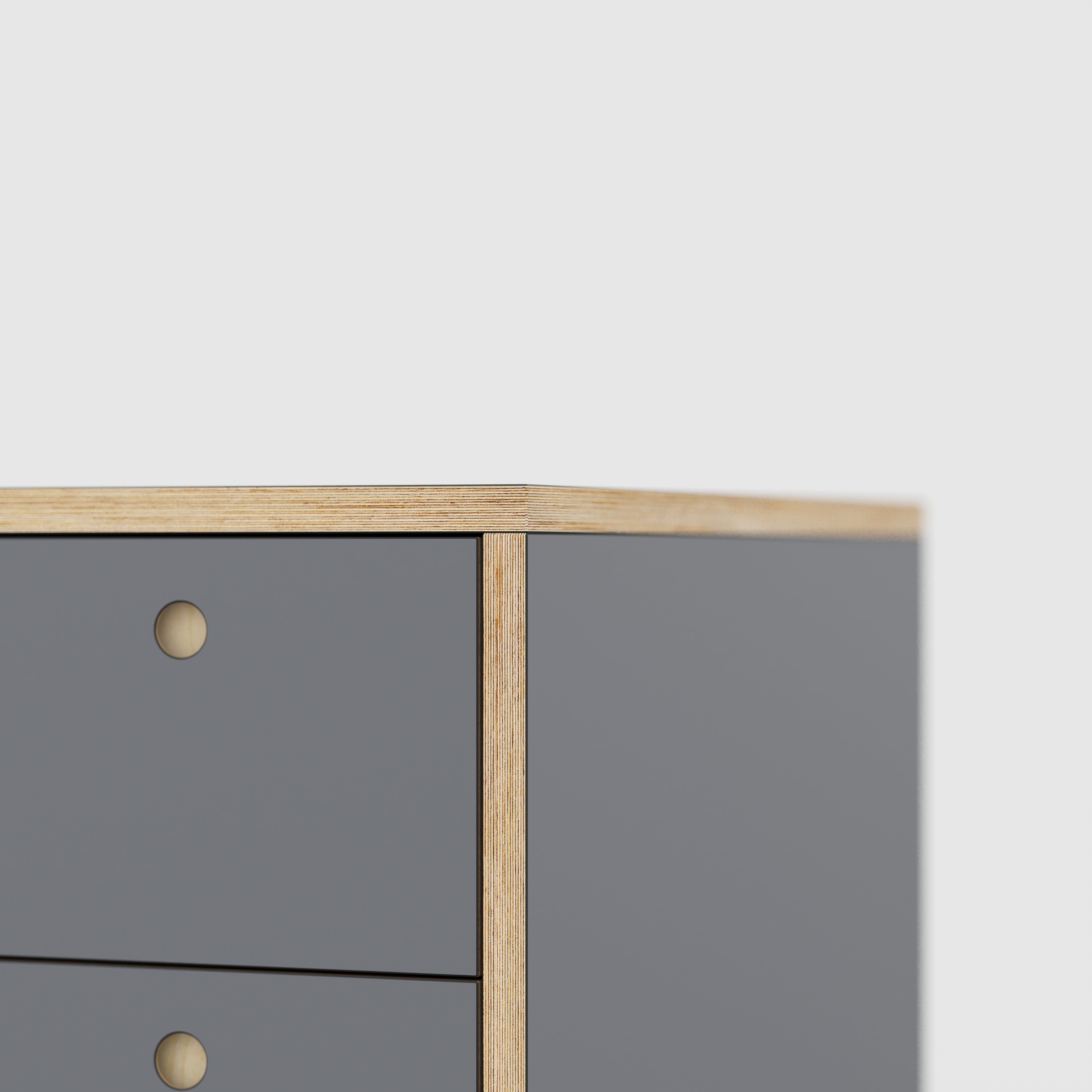 Plywood Desk with Storage Type 1 RH - Drawers - Formica Tornado Grey - 1600(w) x 800(d) x 750(h)