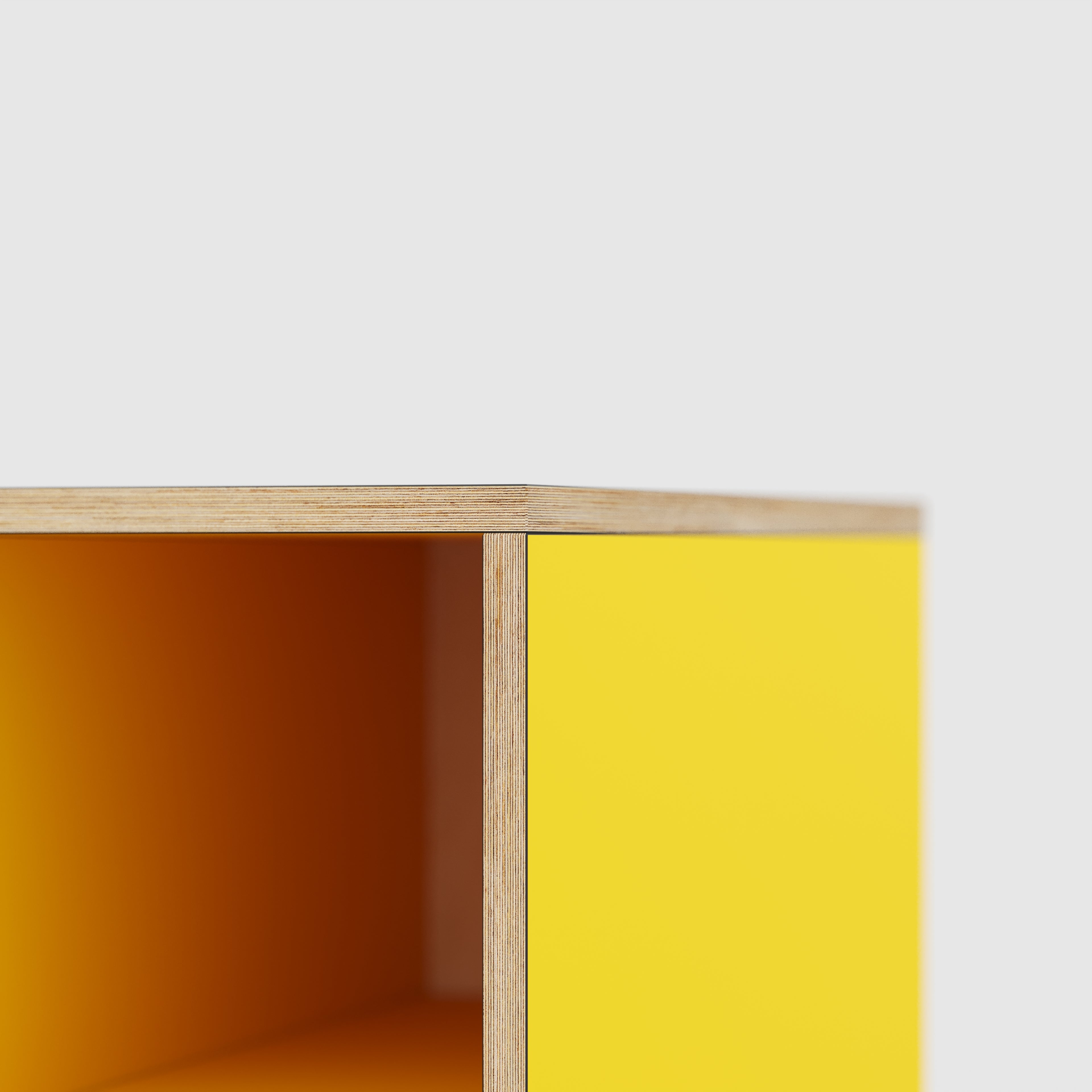 Plywood Desk with Storage Type 1 RH - Open Shelves - Formica Chrome Yellow - 2000(w) x 800(d) x 750(h)