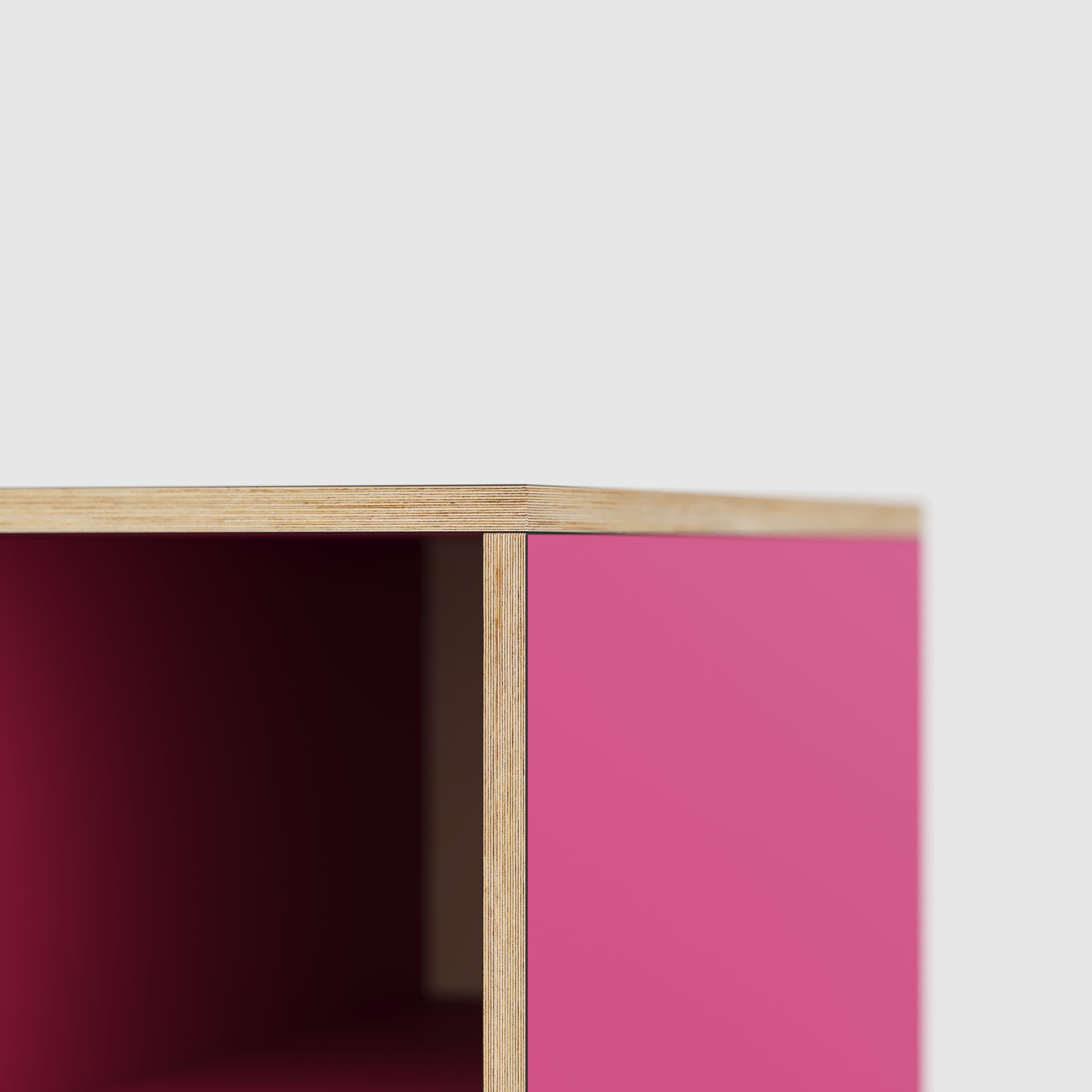 Plywood Desk with Storage Type 1 RH - Open Shelves - Formica Juicy Pink - 2000(w) x 800(d) x 750(h)