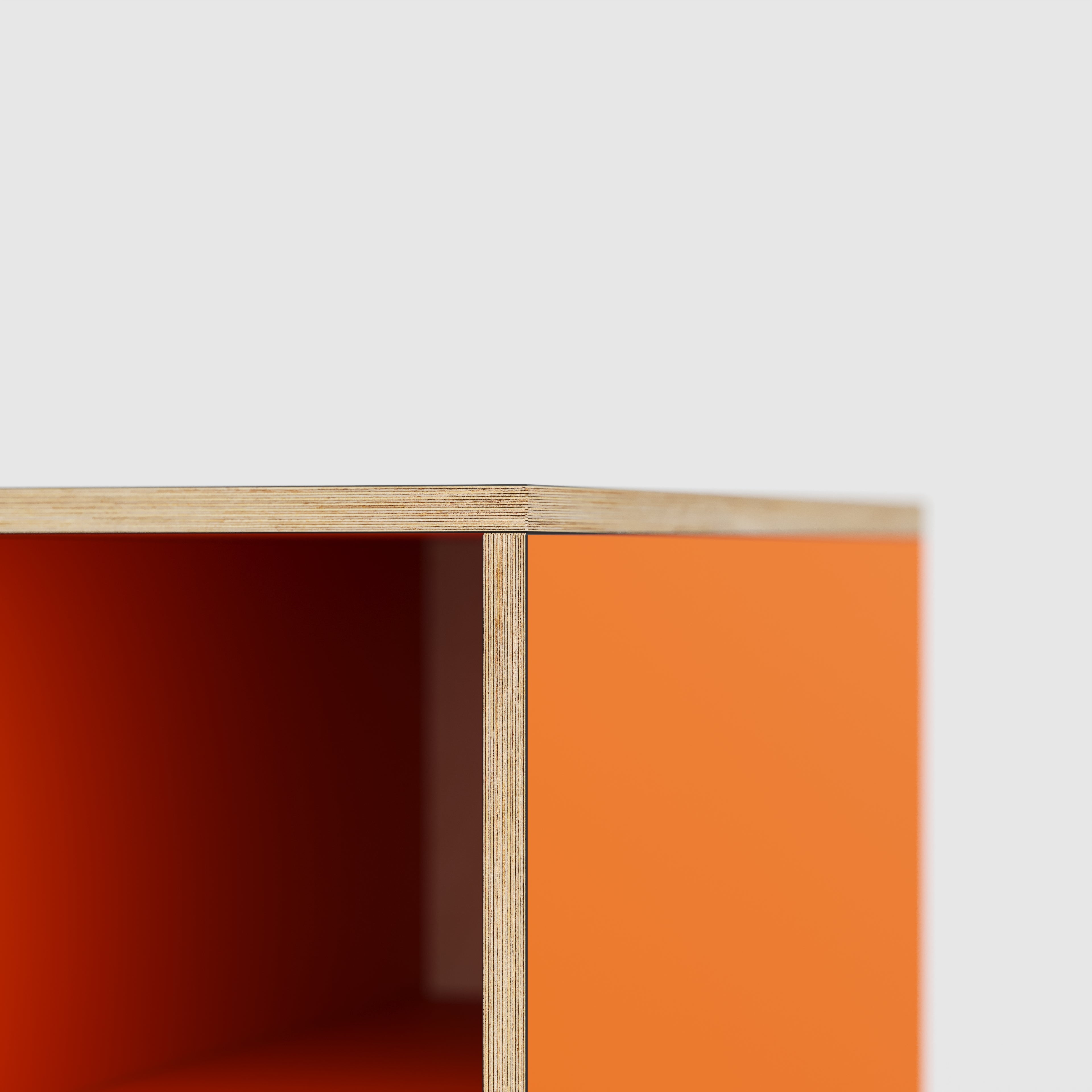 Plywood Desk with Storage Type 1 RH - Open Shelves - Formica Levante Orange - 2000(w) x 800(d) x 750(h)