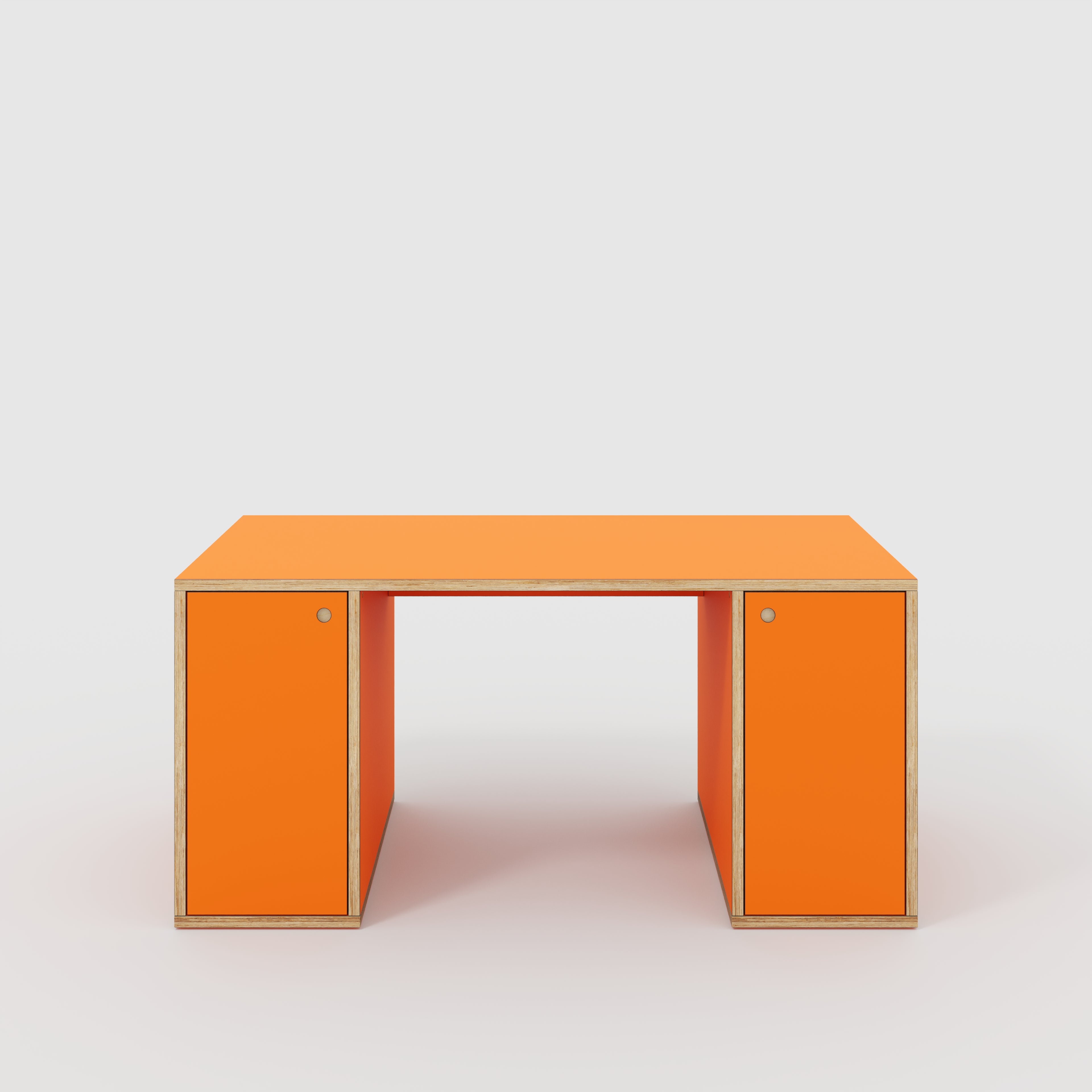 Plywood Desk with Storage Type 2 - Doors - Formica Levante Orange - 1600(w) x 800(d) x 750(h)