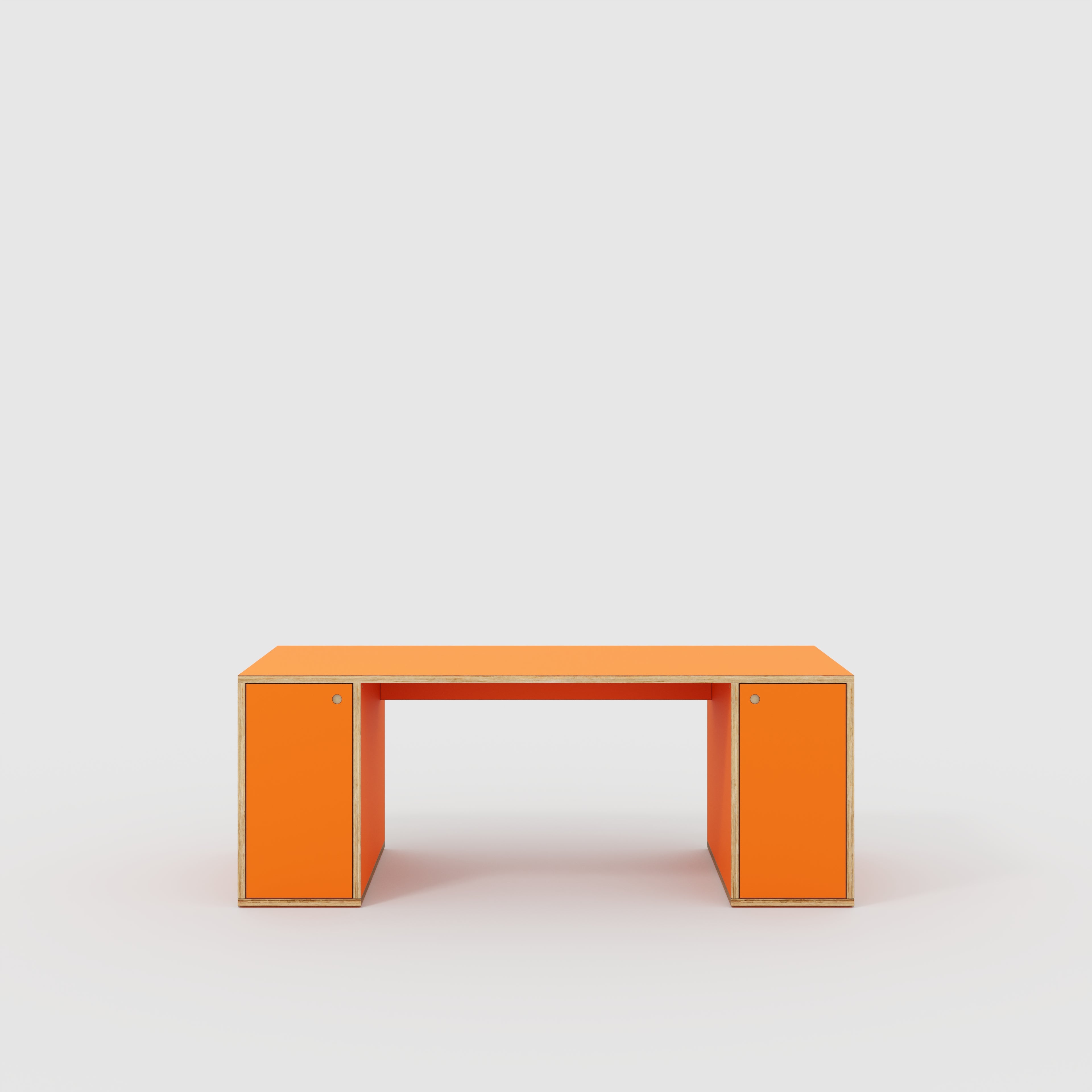 Plywood Desk with Storage Type 2 - Doors - Formica Levante Orange - 2000(w) x 800(d) x 750(h)