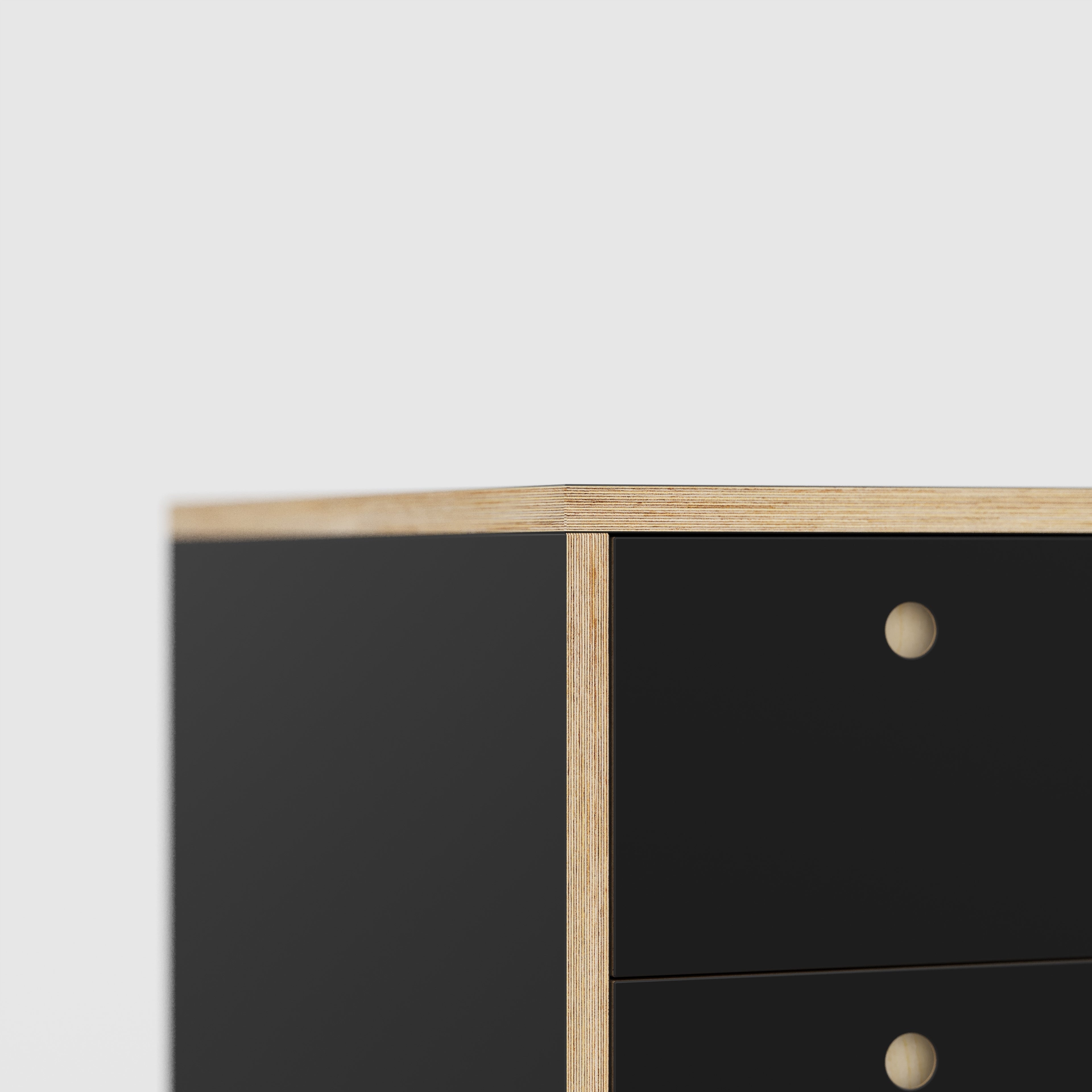 Plywood Desk with Storage Type 2 - Drawers - Formica Diamond Black - 1600(w) x 800(d) x 750(h)