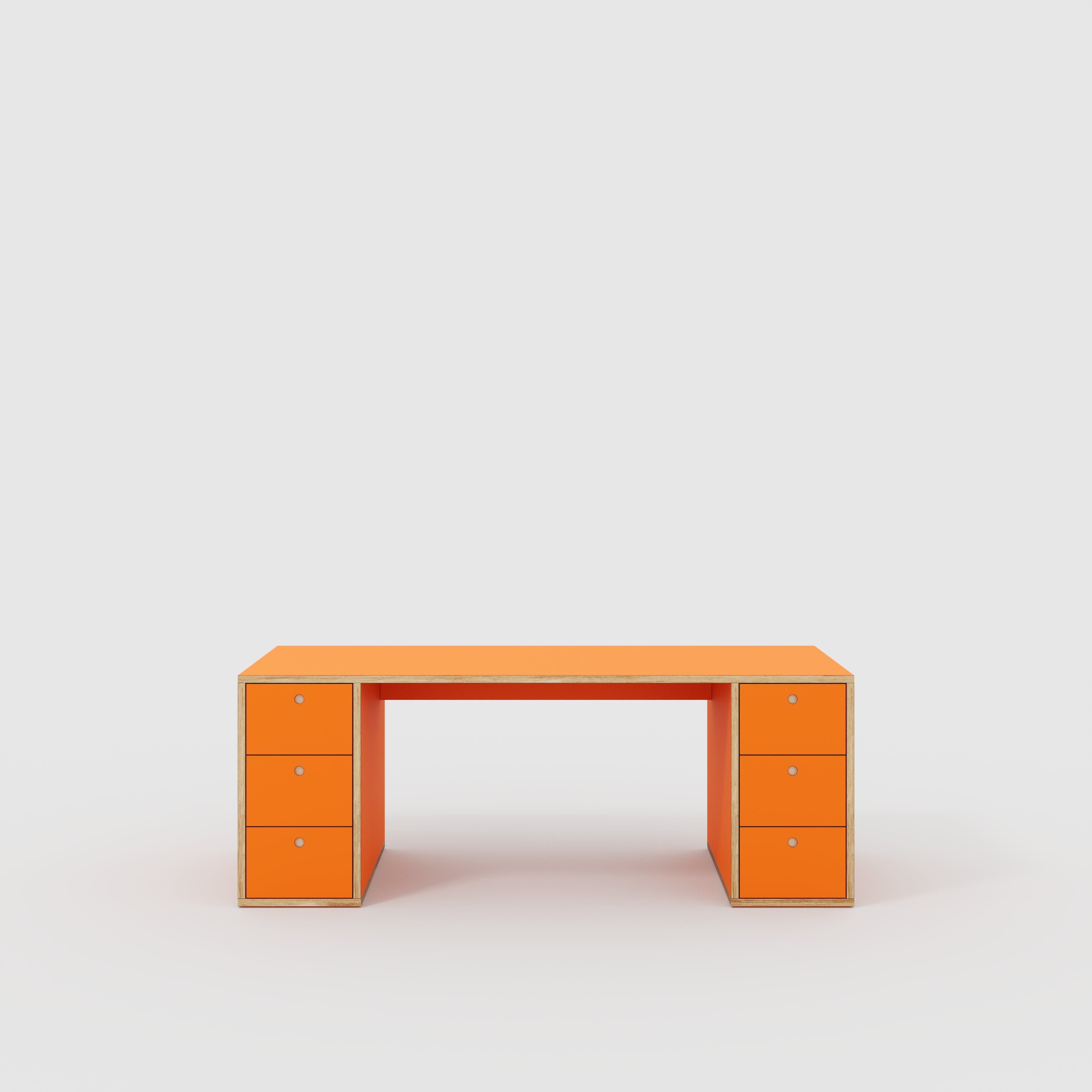 Plywood Desk with Storage Type 2 - Drawers - Formica Levante Orange - 2000(w) x 800(d) x 750(h)