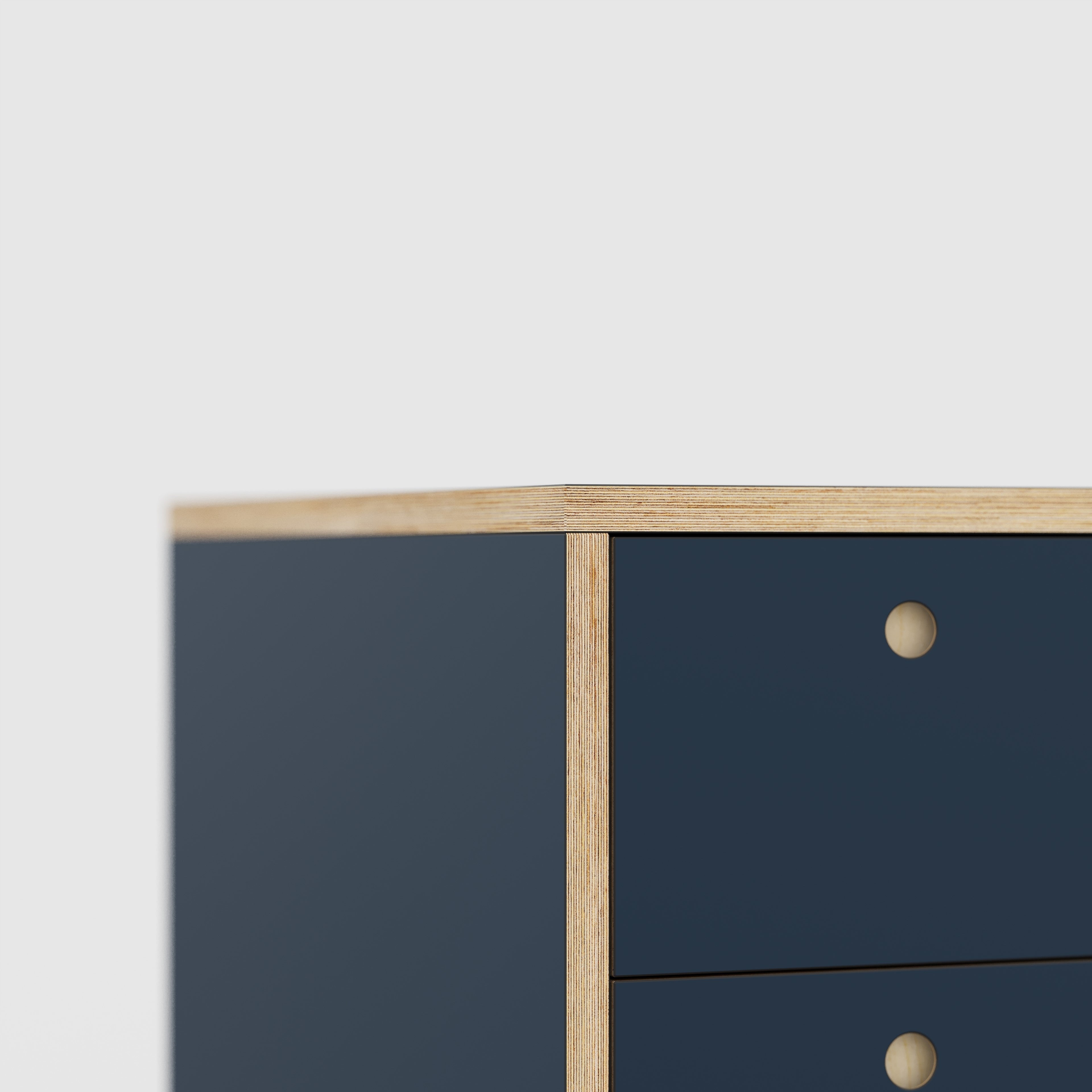 Plywood Desk with Storage Type 2 - Drawers - Formica Night Sea Blue - 2000(w) x 800(d) x 750(h)