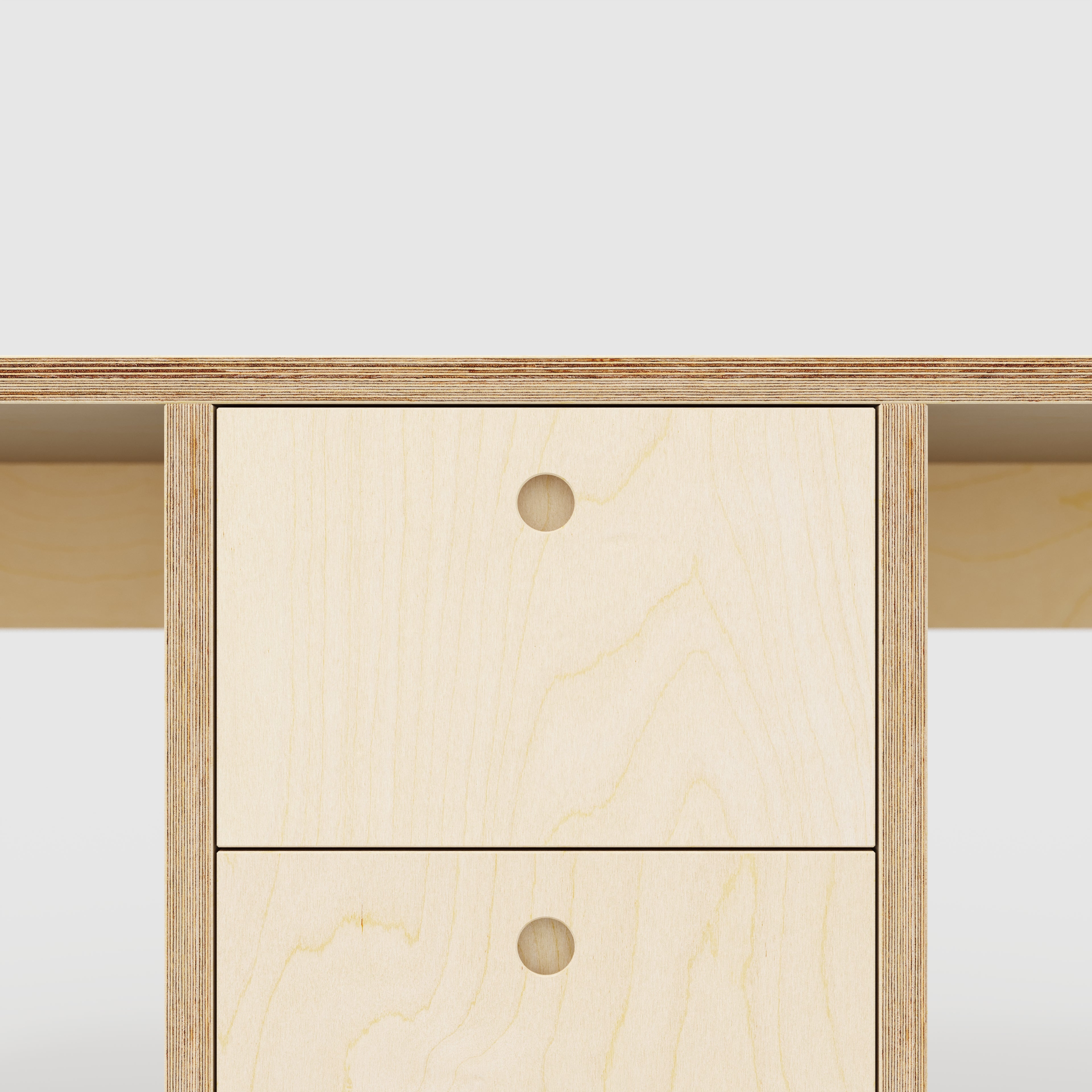 Plywood Desk with Storage Type 3 - Drawers - Plywood Birch - 2000(w) x 800(d)