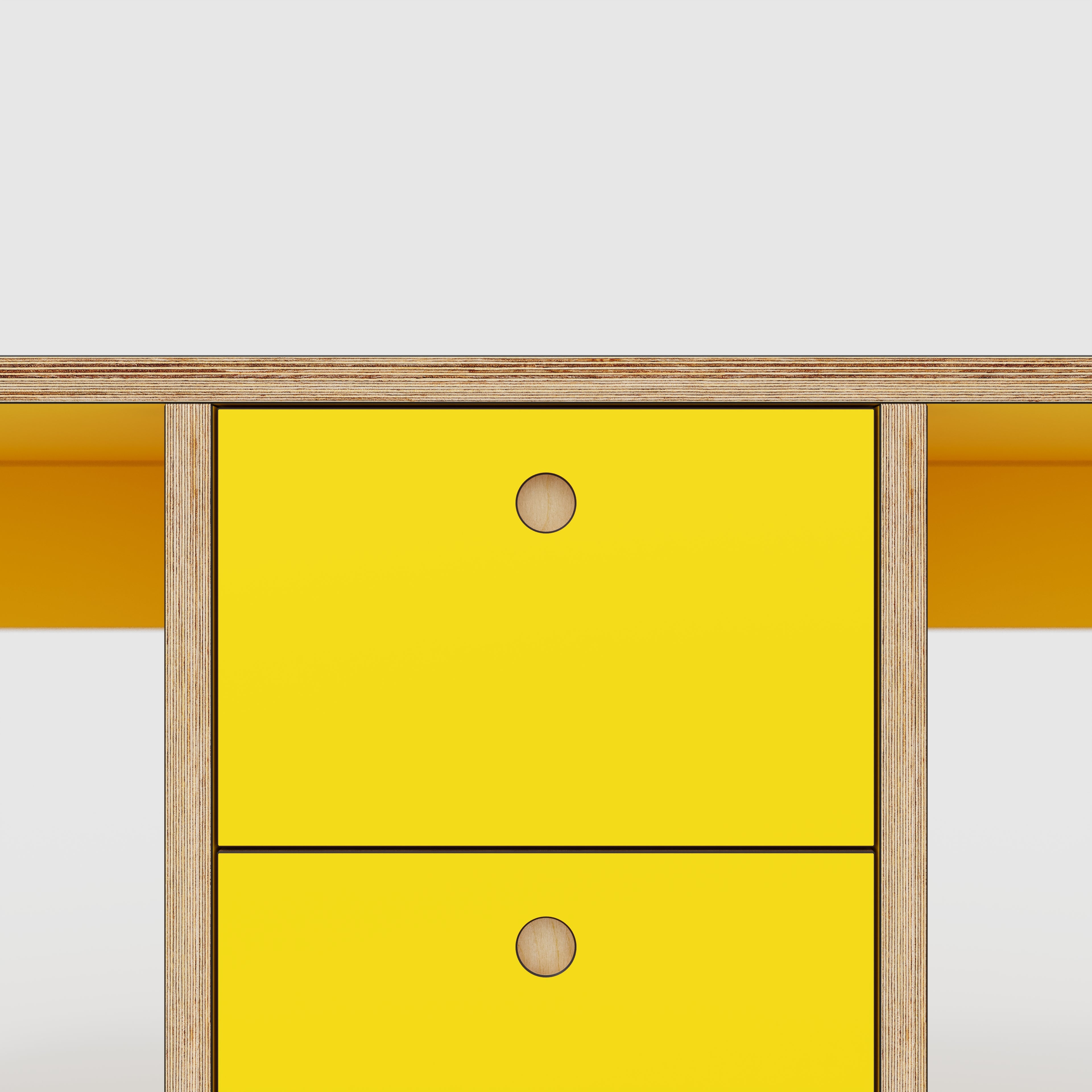 Plywood Desk with Storage Type 3 - Drawers - Formica Chrome Yellow - 2000(w) x 800(d) x 750(h)