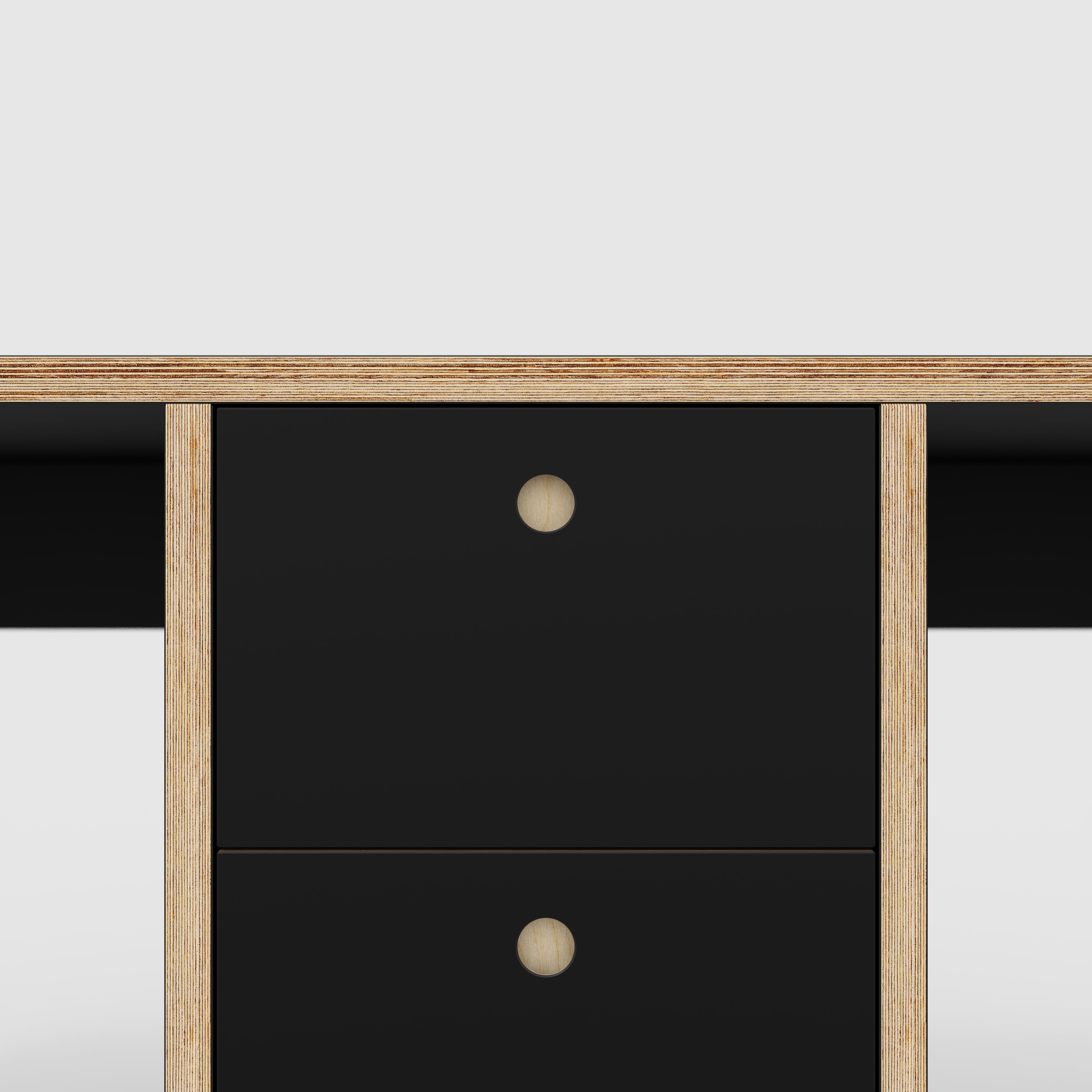 Plywood Desk with Storage Type 3 - Drawers - Formica Diamond Black - 2000(w) x 800(d) x 750(h)