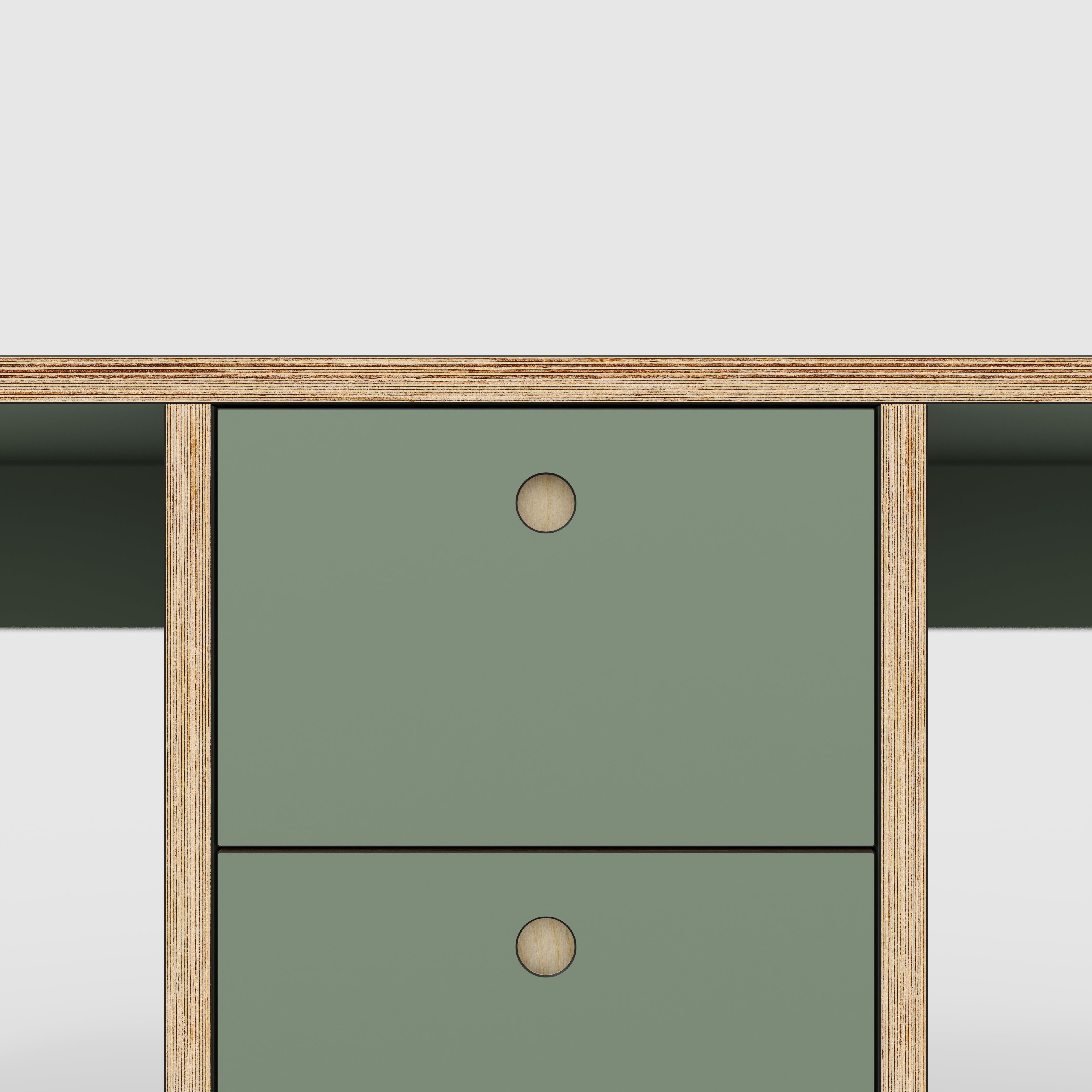 Plywood Desk with Storage Type 3 - Drawers - Formica Green Slate - 2000(w) x 800(d) x 750(h)