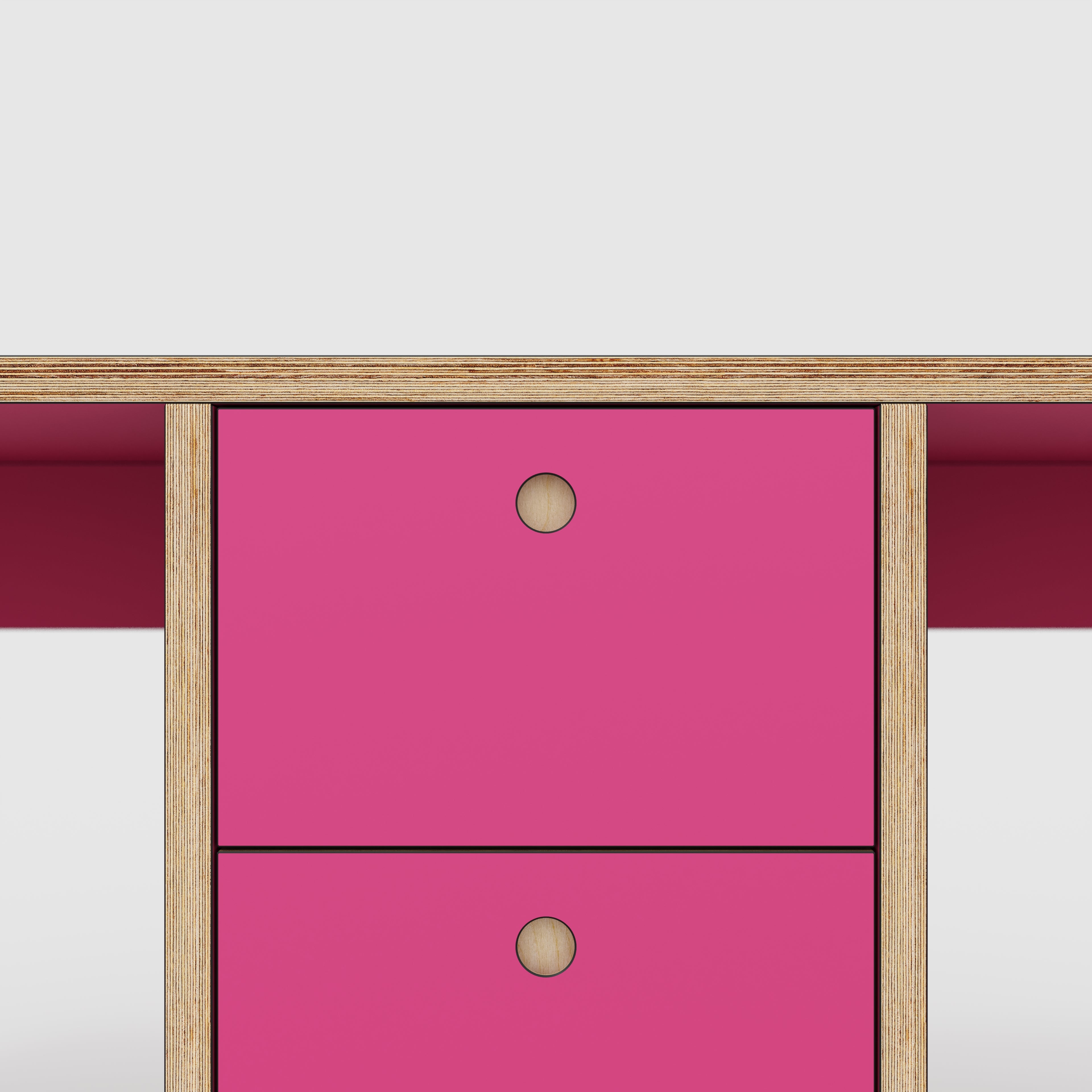 Plywood Desk with Storage Type 3 - Drawers - Formica Juicy Pink - 2000(w) x 800(d) x 750(h)