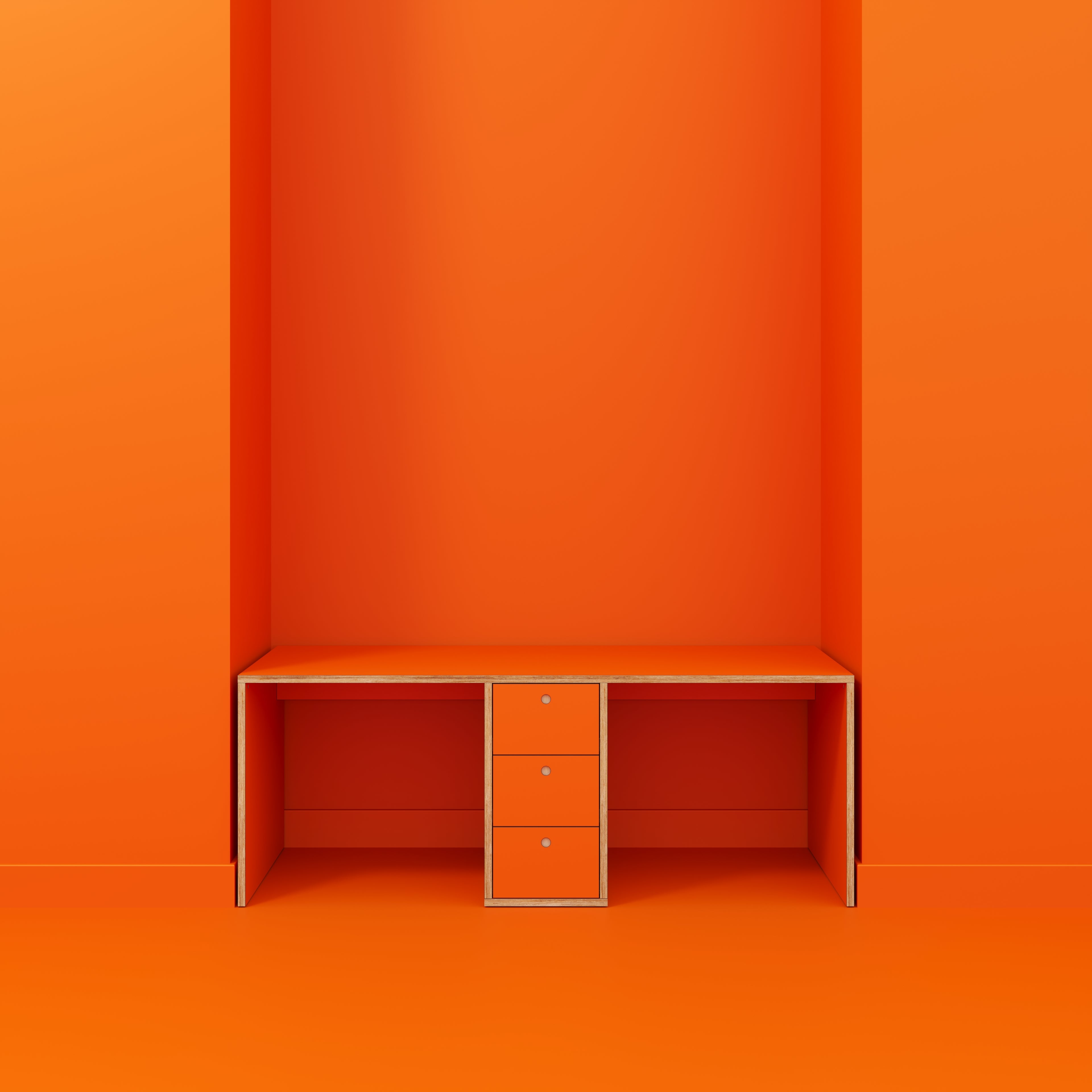 Plywood Desk with Storage Type 3 - Drawers - Formica Levante Orange - 2000(w) x 800(d) x 750(h)