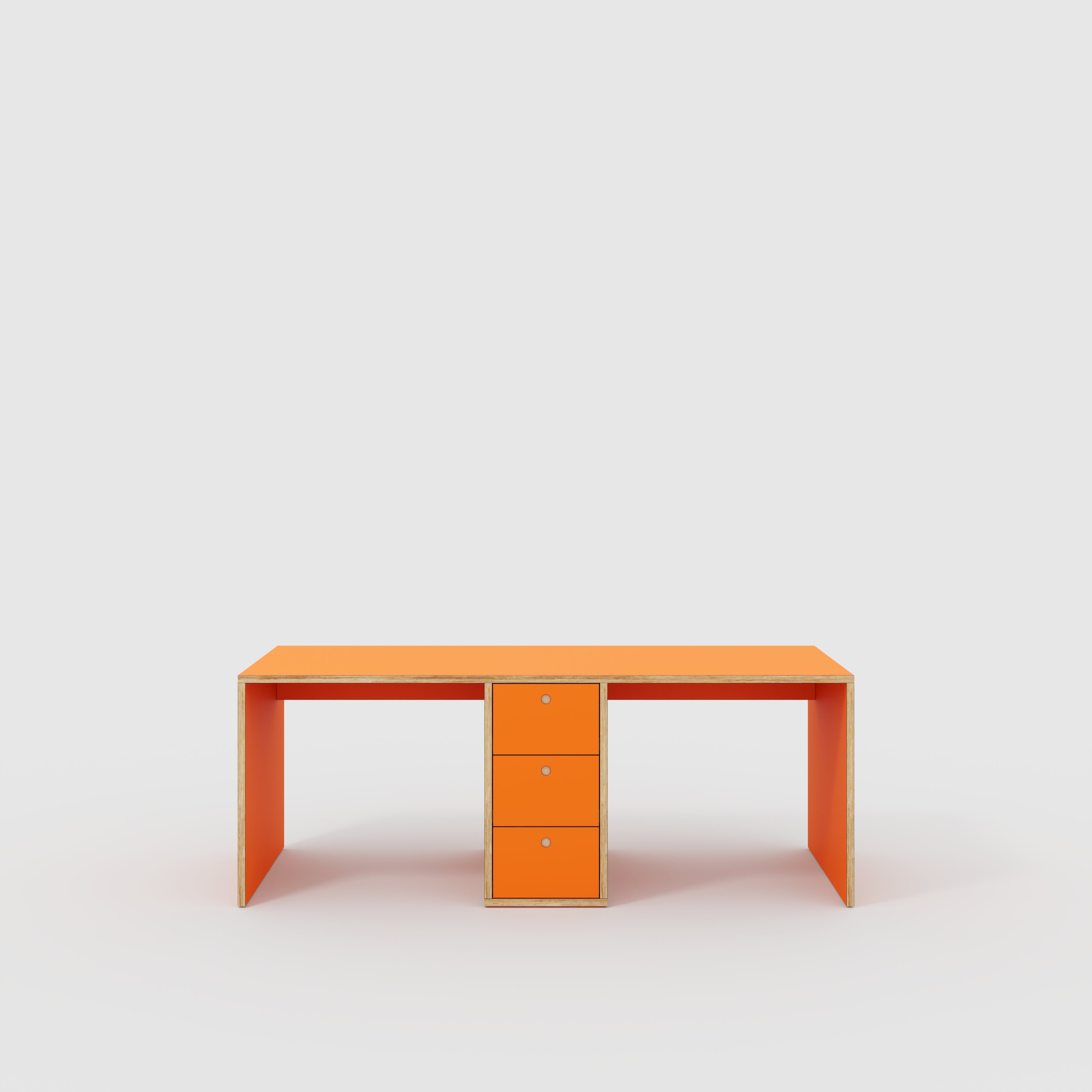 Plywood Desk with Storage Type 3 - Drawers - Formica Levante Orange - 2000(w) x 800(d) x 750(h)