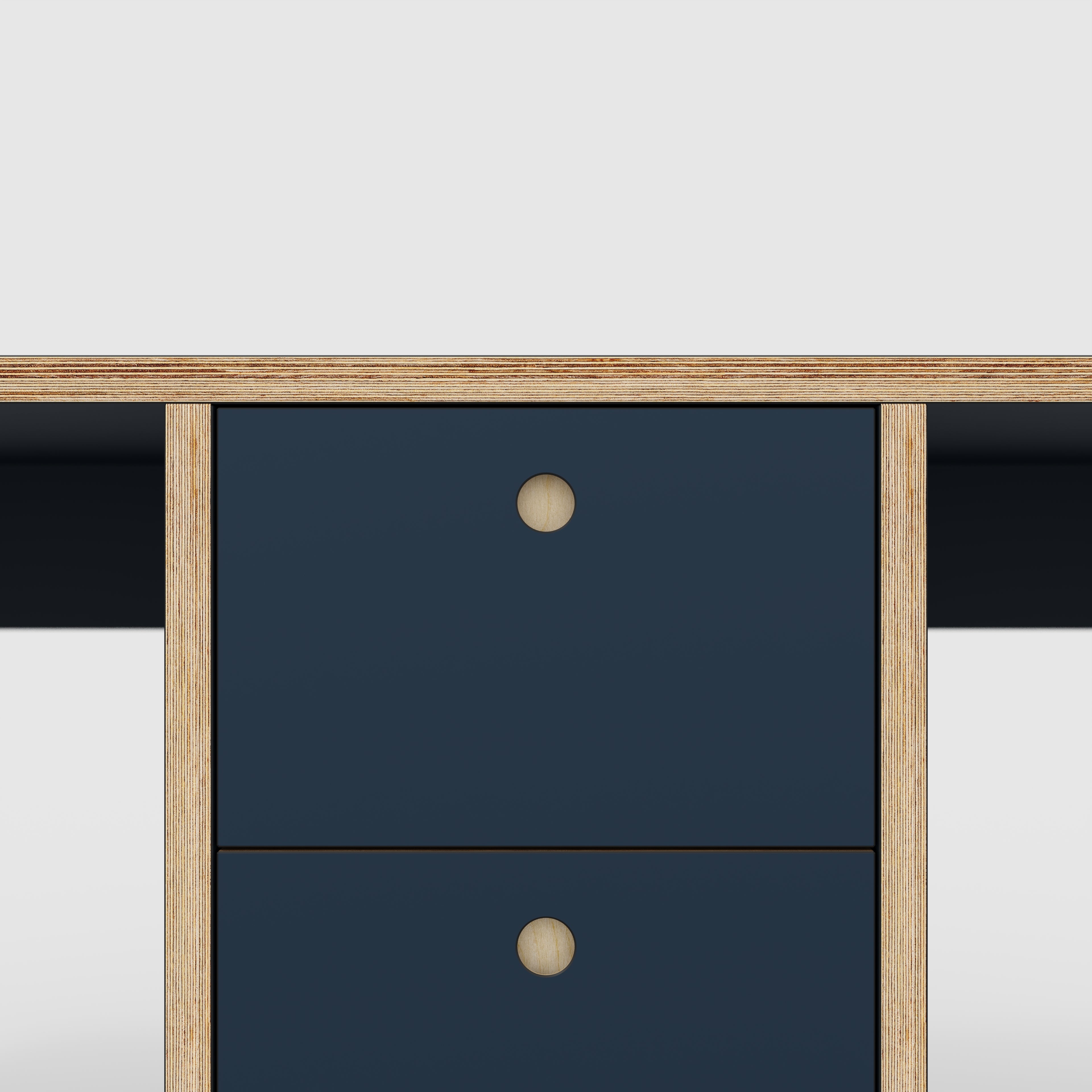 Plywood Desk with Storage Type 3 - Drawers - Formica Night Sea Blue - 2000(w) x 800(d) x 750(h)