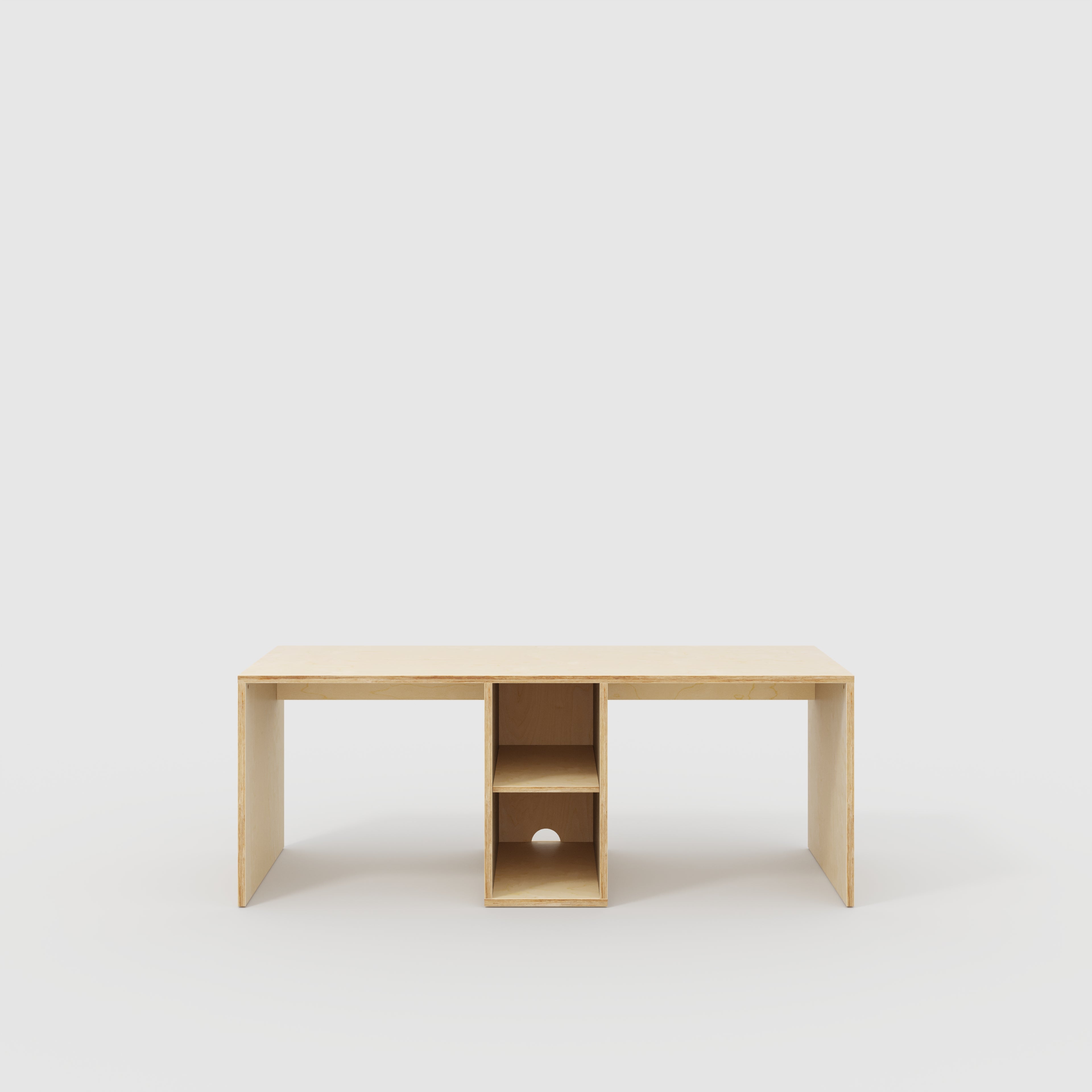 Plywood Desk with Storage Type 3 - Shelf - Plywood Birch - 2000(w) x 800(d) x 750(h)