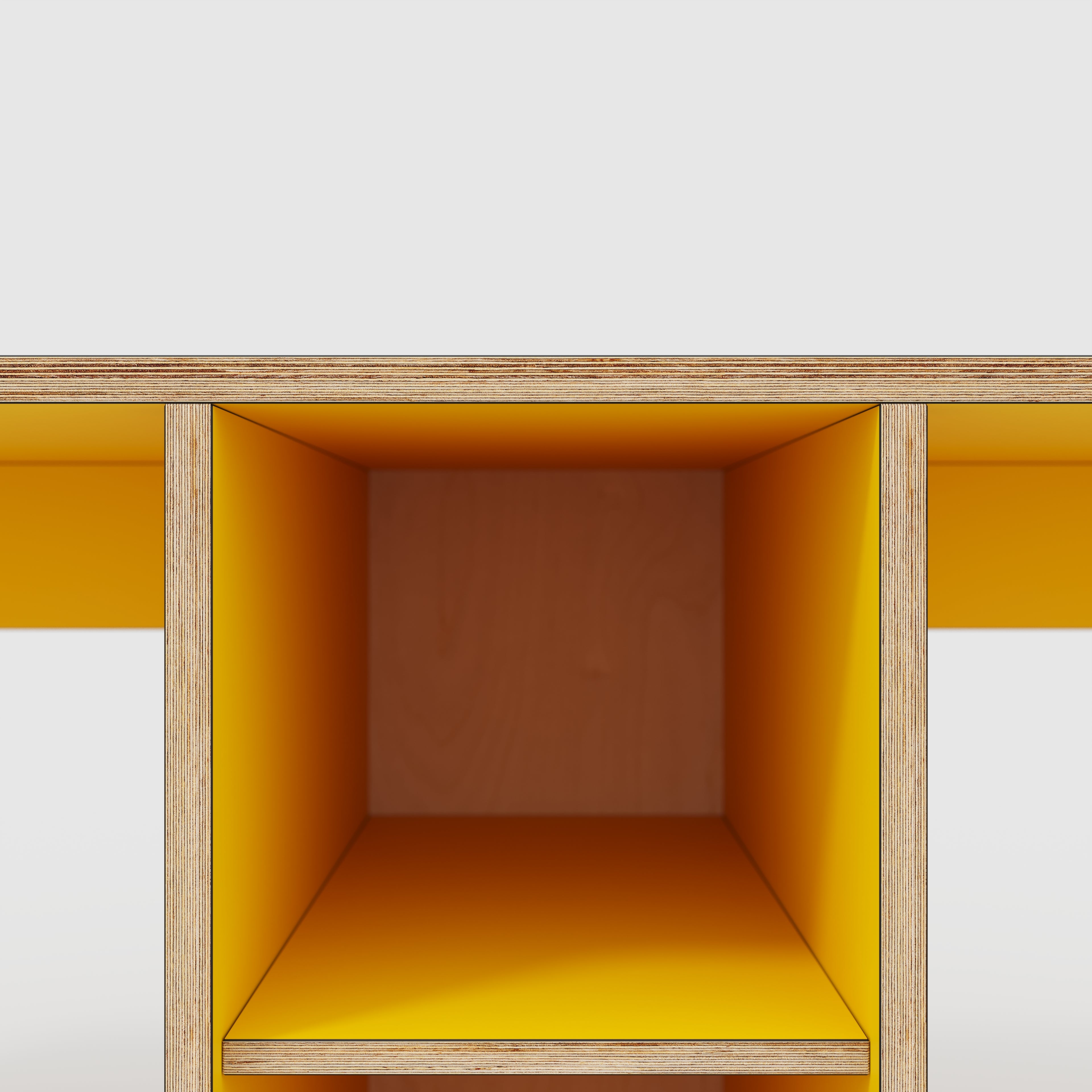 Plywood Desk with Storage Type 3 - Shelf - Formica Chrome Yellow - 2000(w) x 800(d) x 750(h)