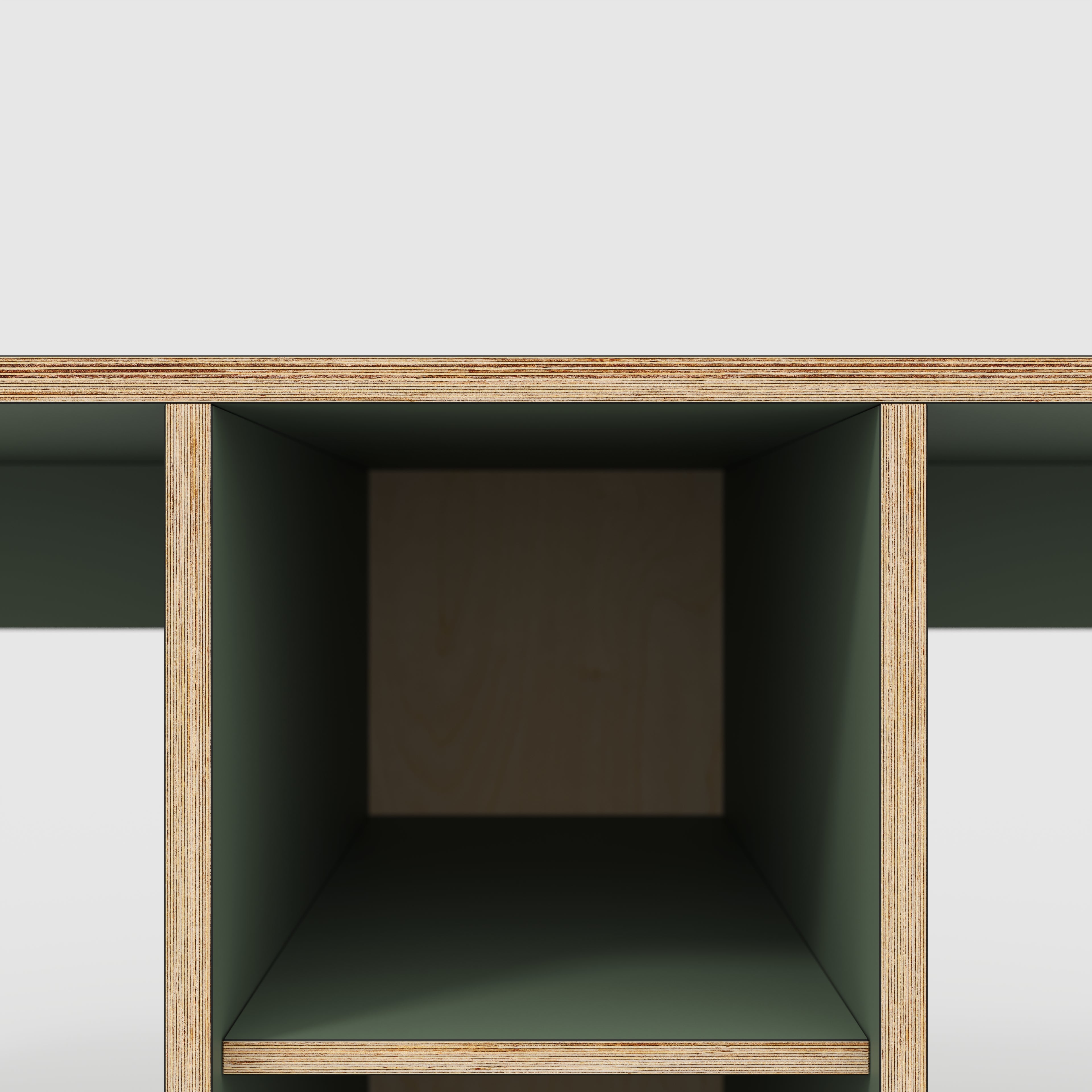 Plywood Desk with Storage Type 3 - Shelf - Formica Green Slate - 2000(w) x 800(d) x 750(h)