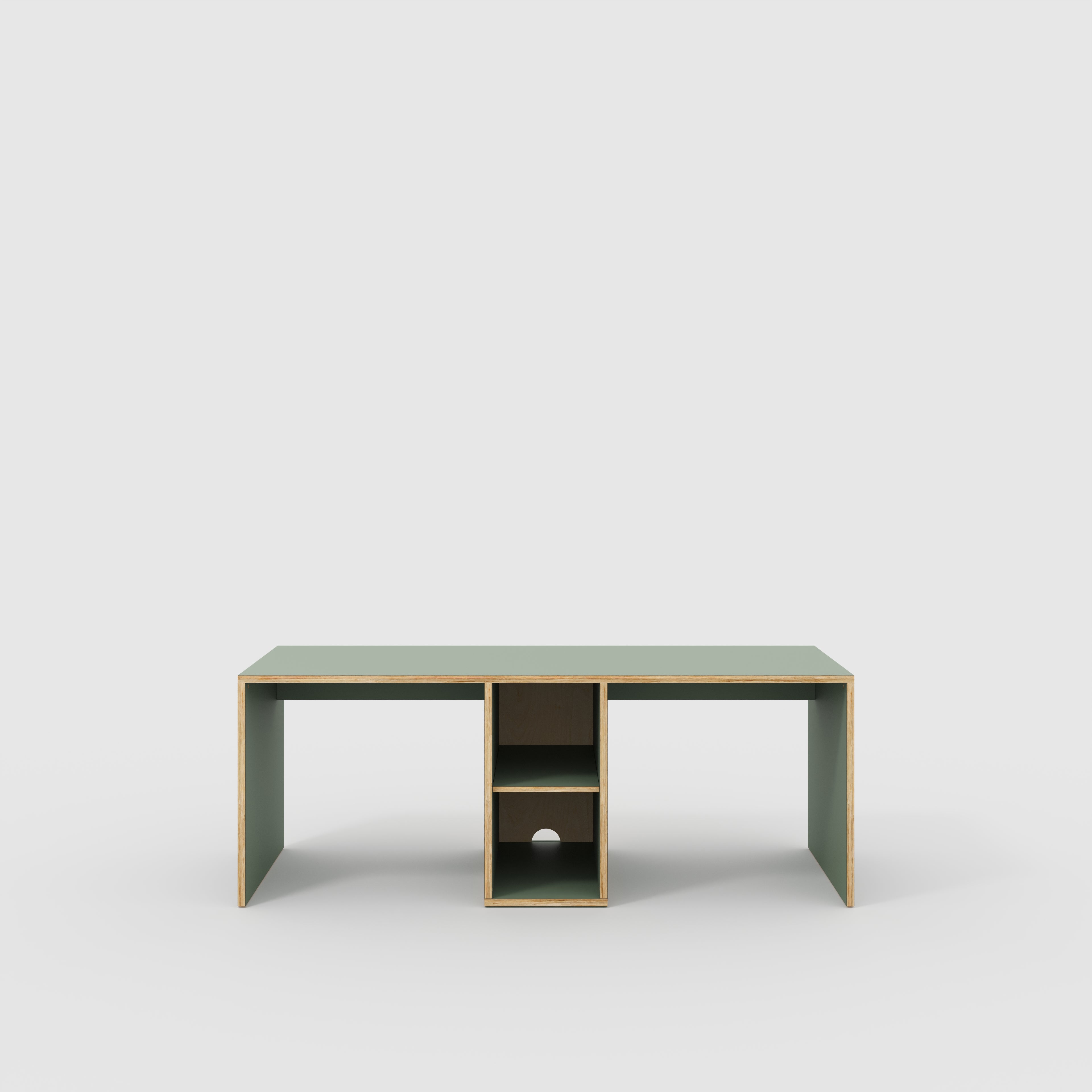 Plywood Desk with Storage Type 3 - Shelf - Formica Green Slate - 2000(w) x 800(d) x 750(h)