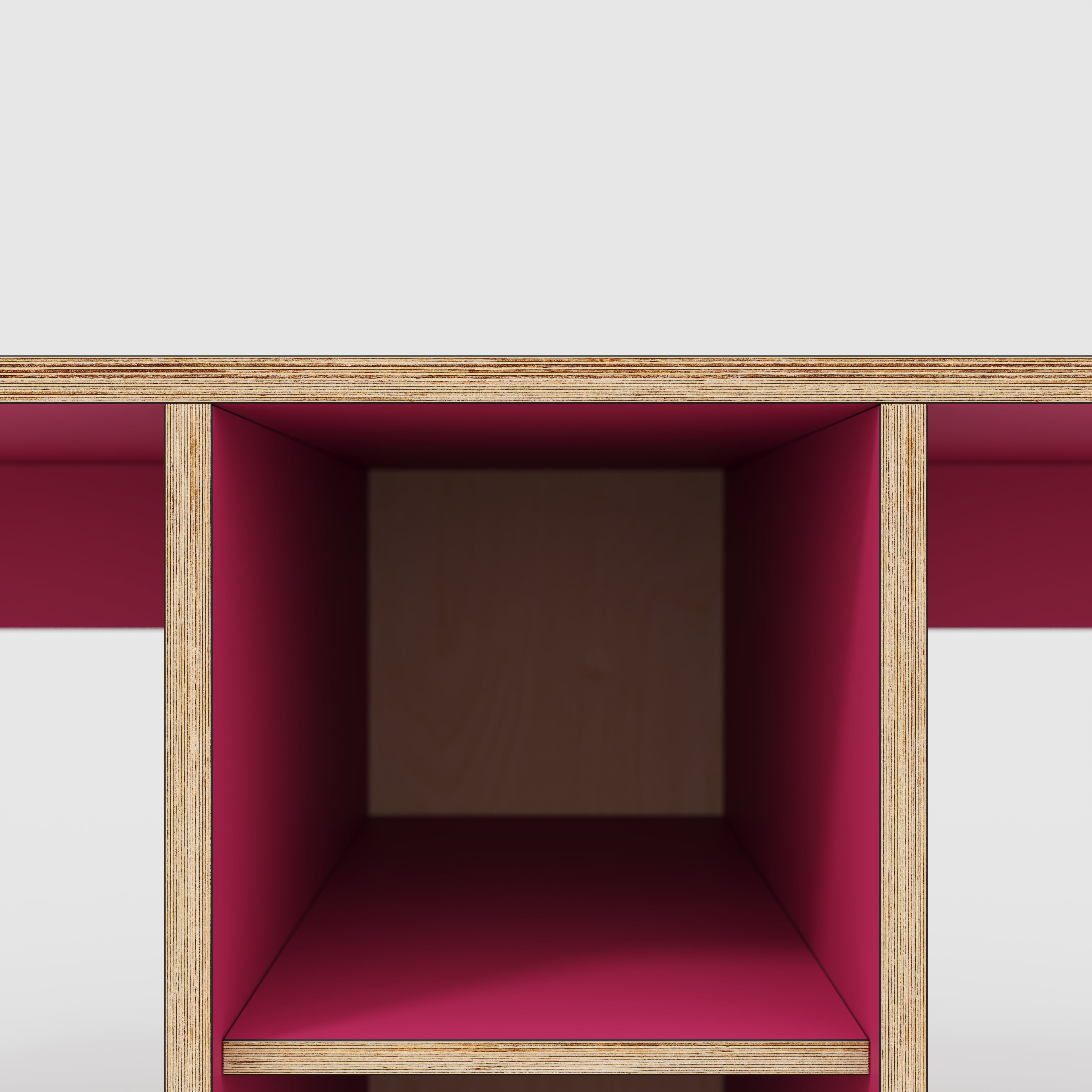 Plywood Desk with Storage Type 3 - Shelf - Formica Juicy Pink - 2000(w) x 800(d) x 750(h)