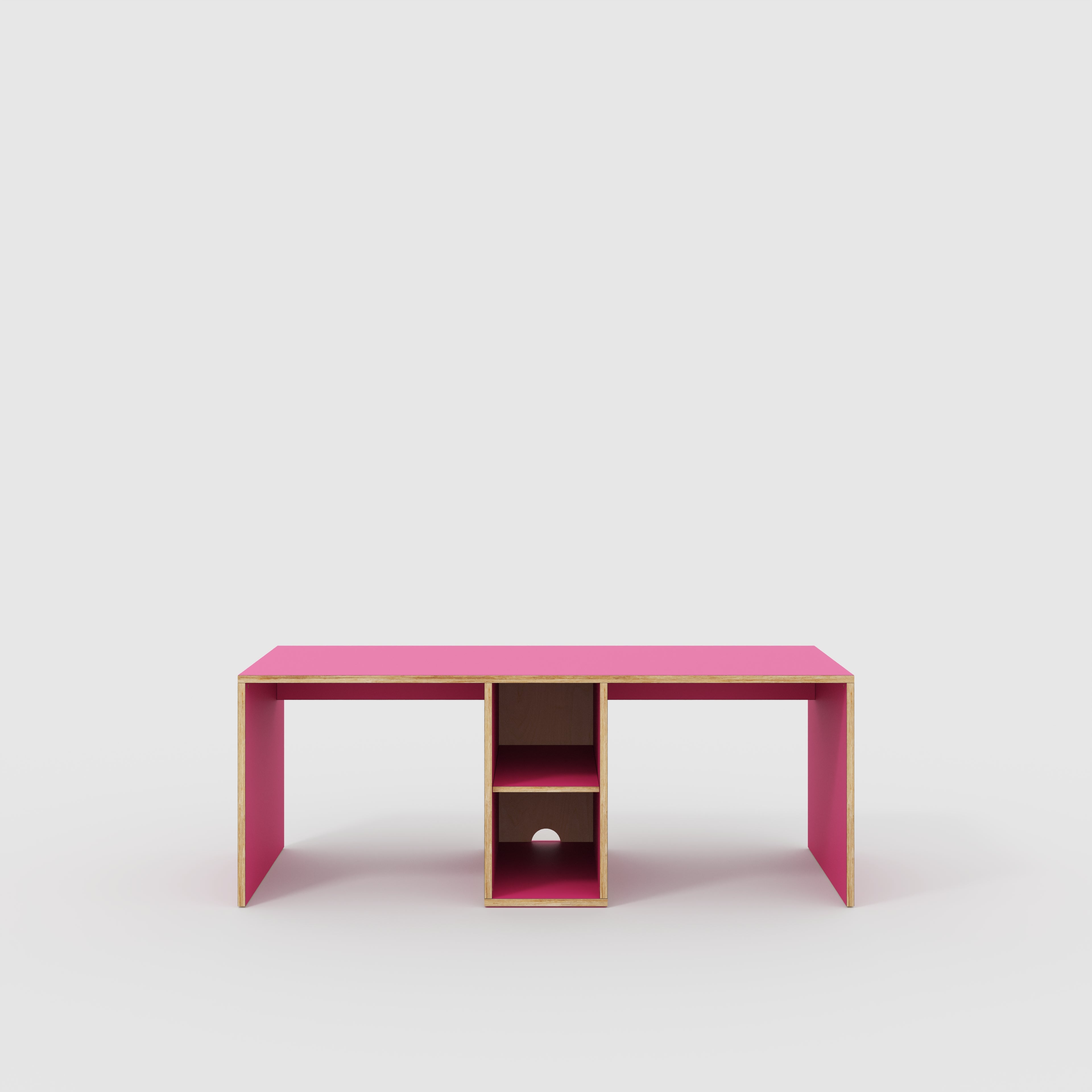 Plywood Desk with Storage Type 3 - Shelf - Formica Juicy Pink - 2000(w) x 800(d) x 750(h)