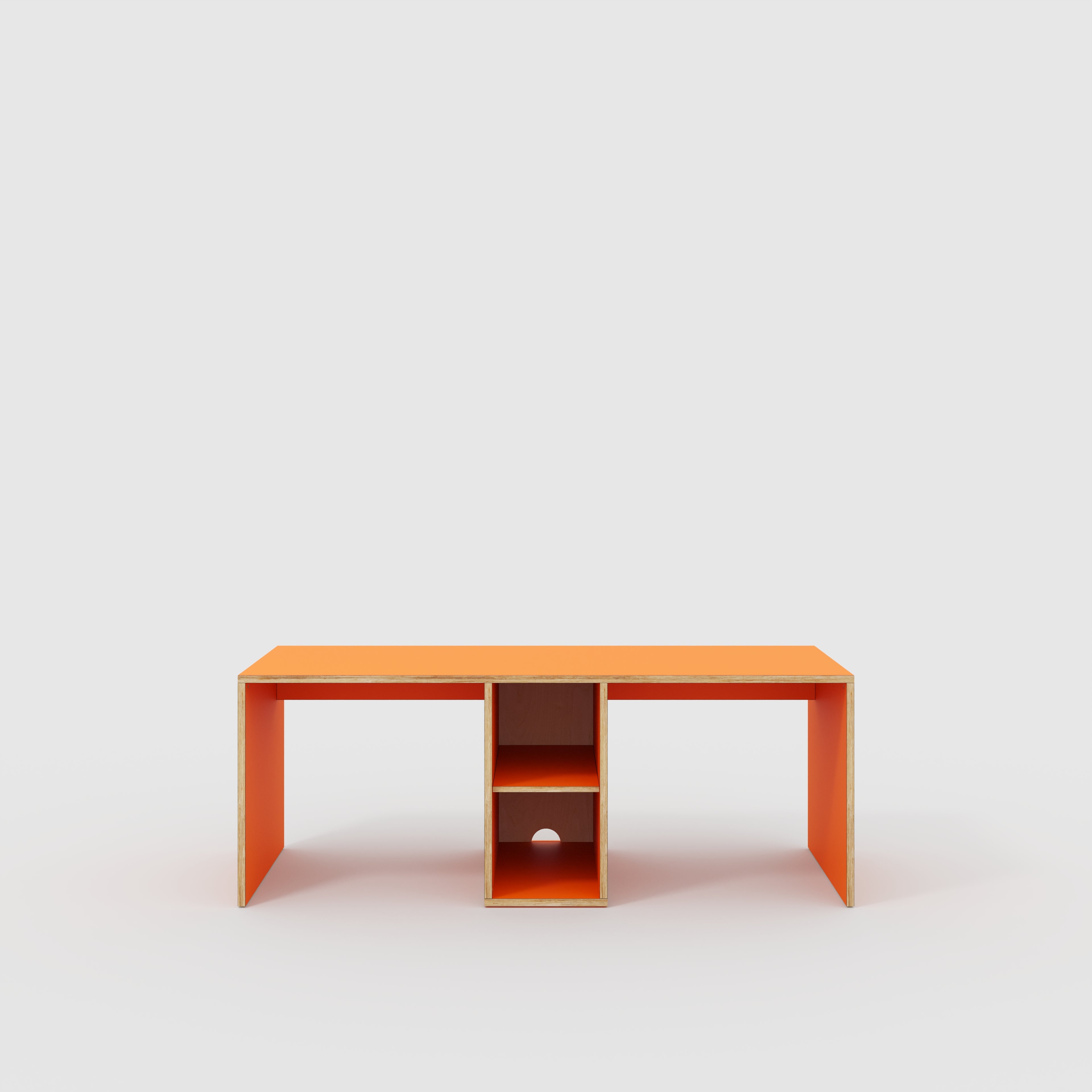 Plywood Desk with Storage Type 3 - Shelf - Formica Levante Orange - 2000(w) x 800(d) x 750(h)