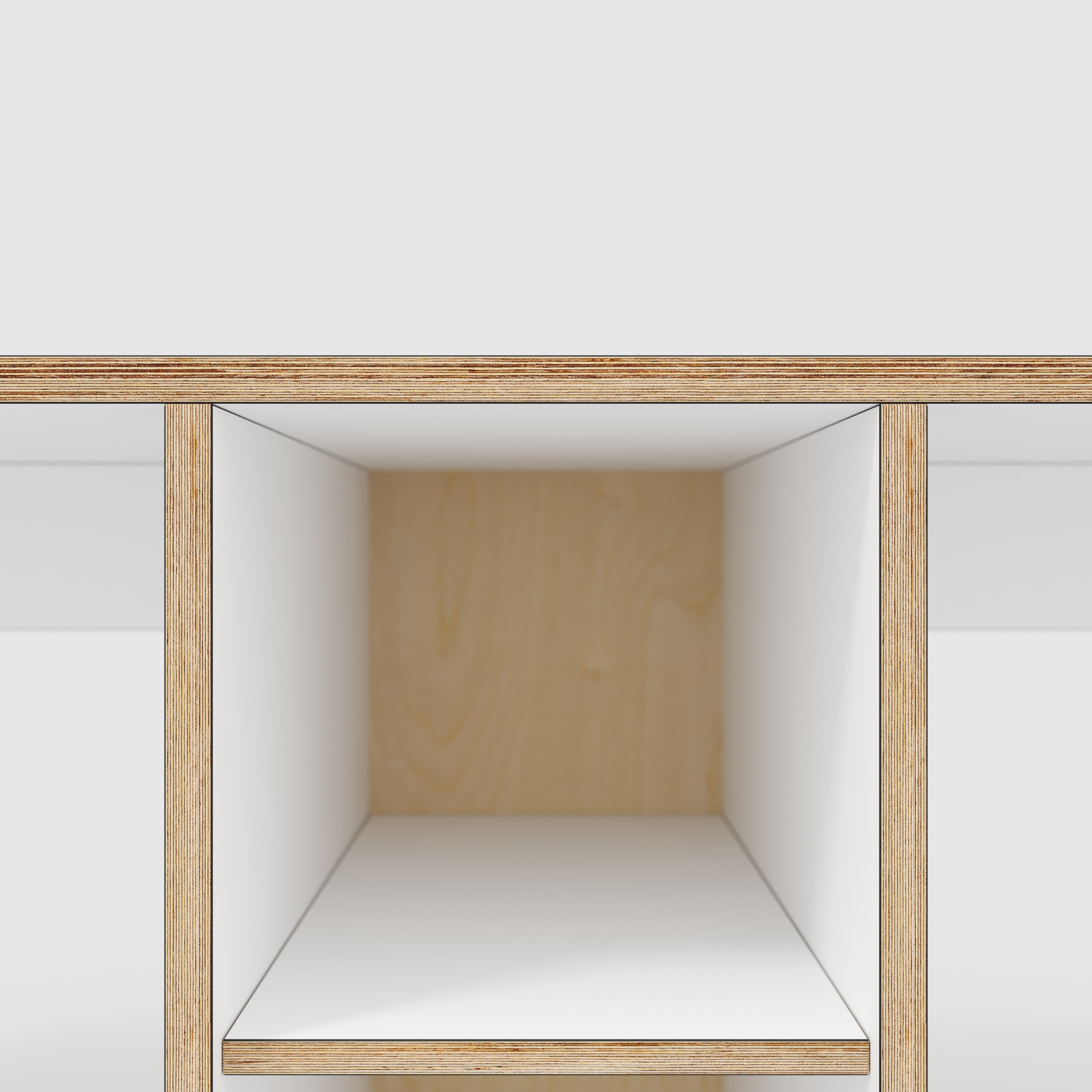 Plywood Desk with Storage Type 3 - Shelf - Formica White - 2000(w) x 800(d) x 750(h)