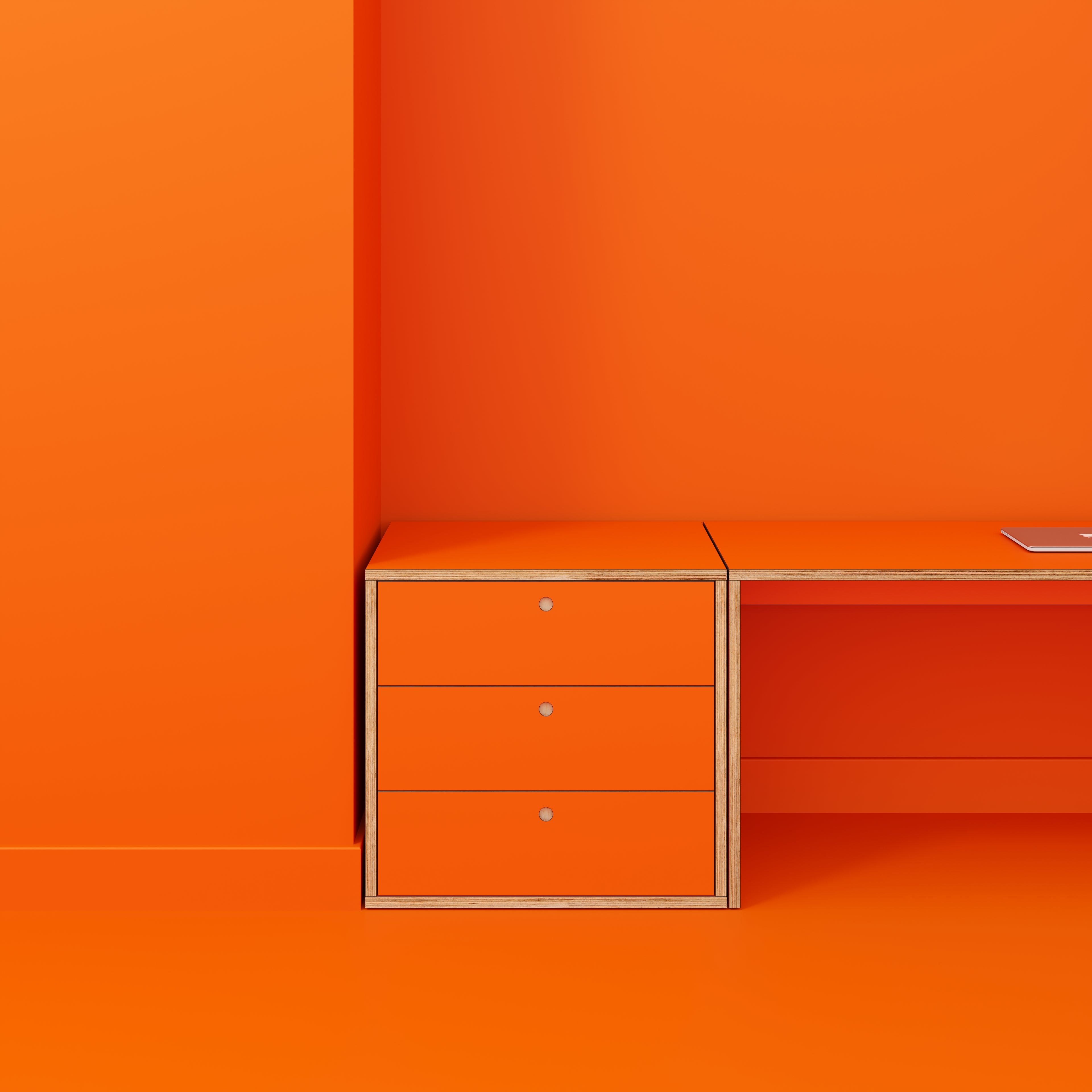 Plywood Drawer Unit - Formica Levante Orange - 800(w) x 600(d) x 750(h)