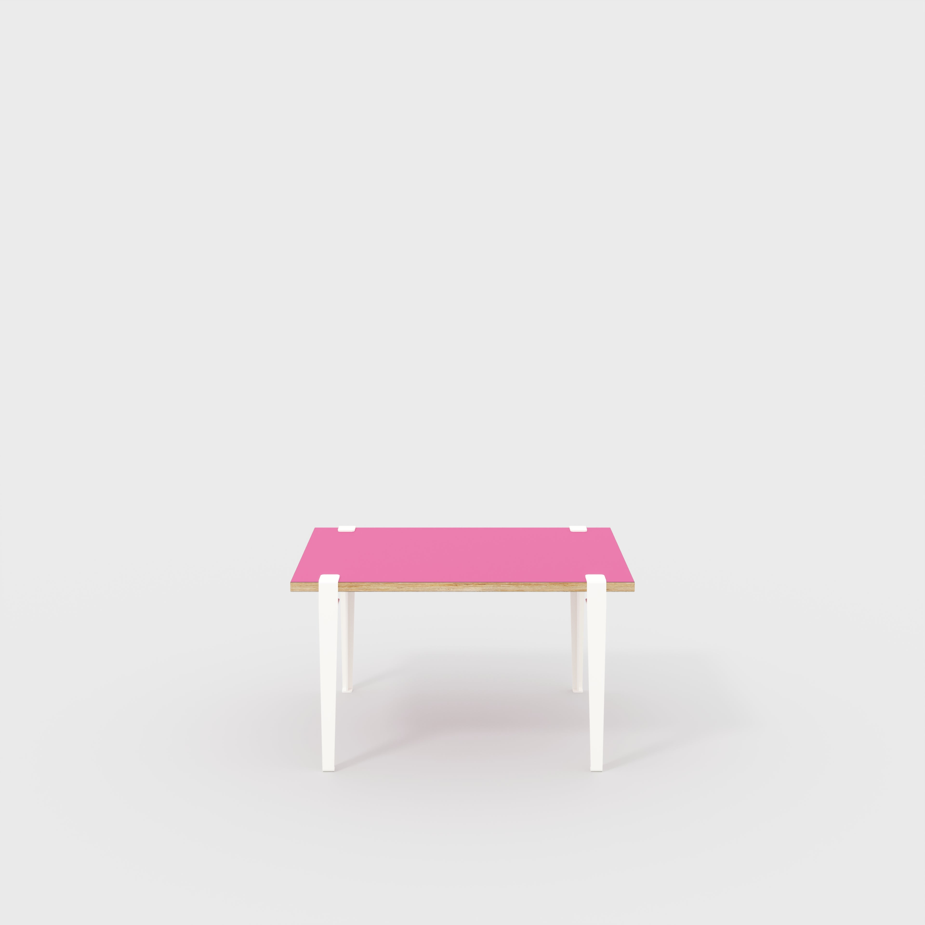 Plywood Kids Table with Cloud White Tiptoe Legs Formica Juicy Pink 800 w x 600 d x 500 h