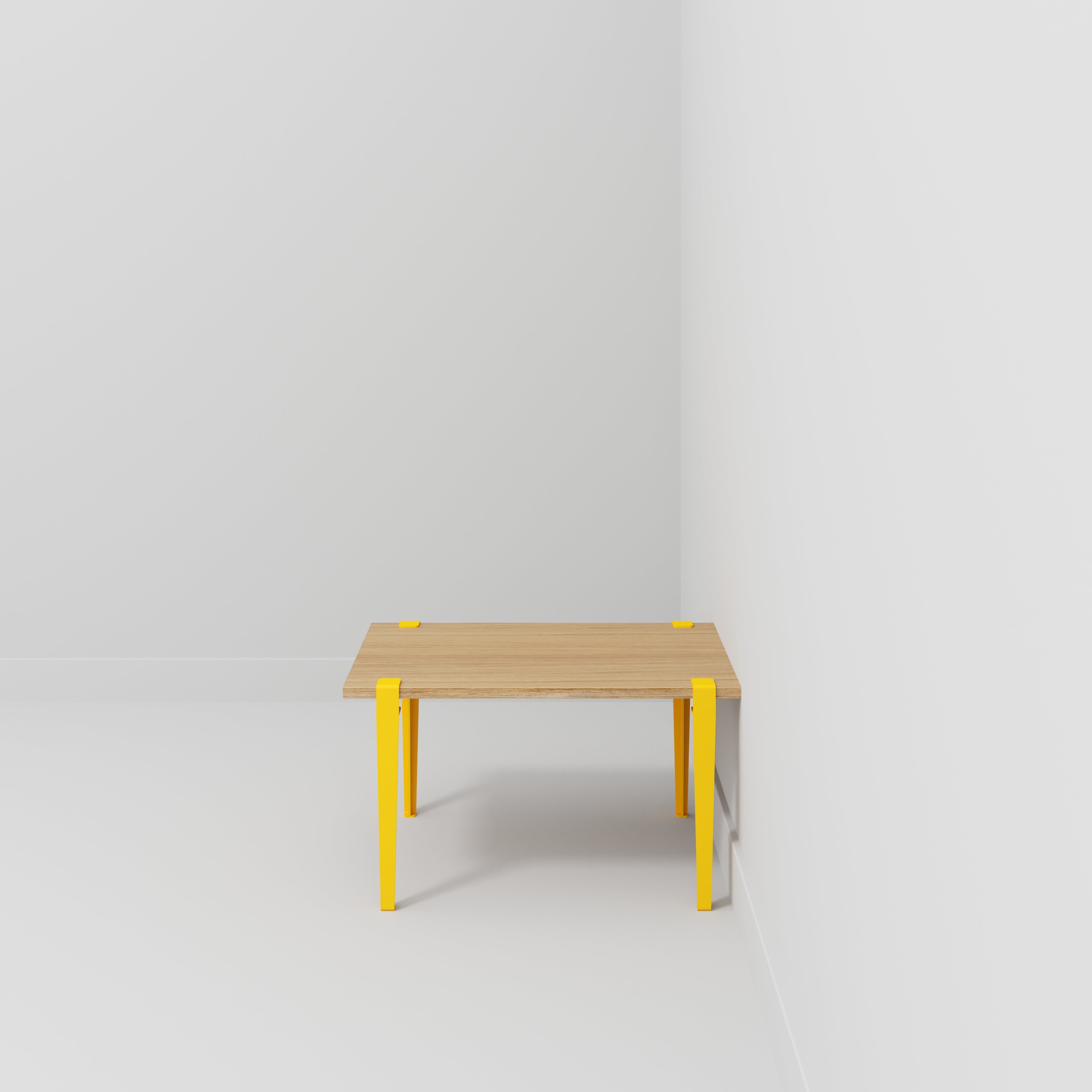 Plywood Kids Table with Sun Yellow Tiptoe Legs Plywood Oak 800 w x 600 d x 500 h