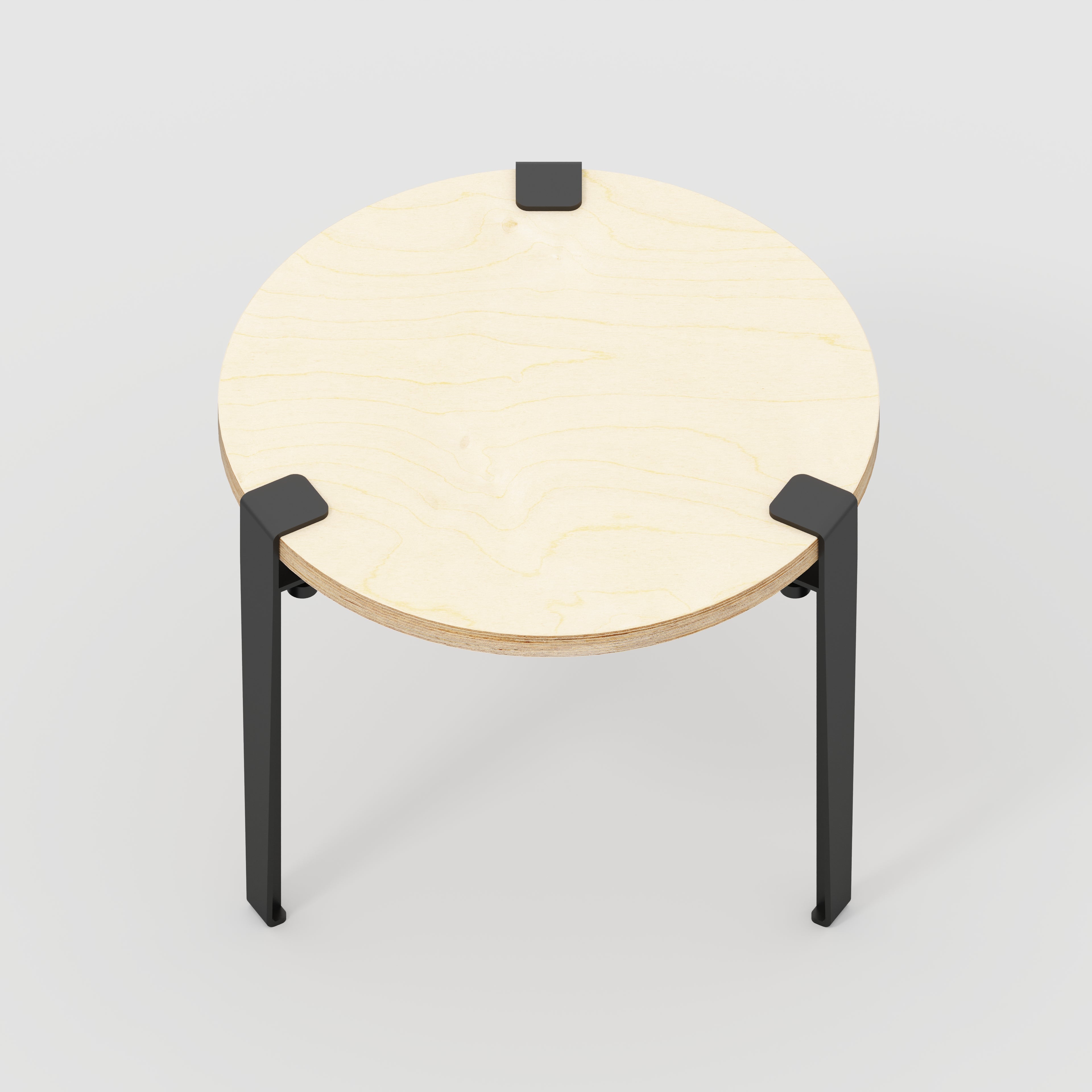 Plywood Round Side Table with Black Tiptoe Legs - Plywood Birch - 500(dia) x 430(h)