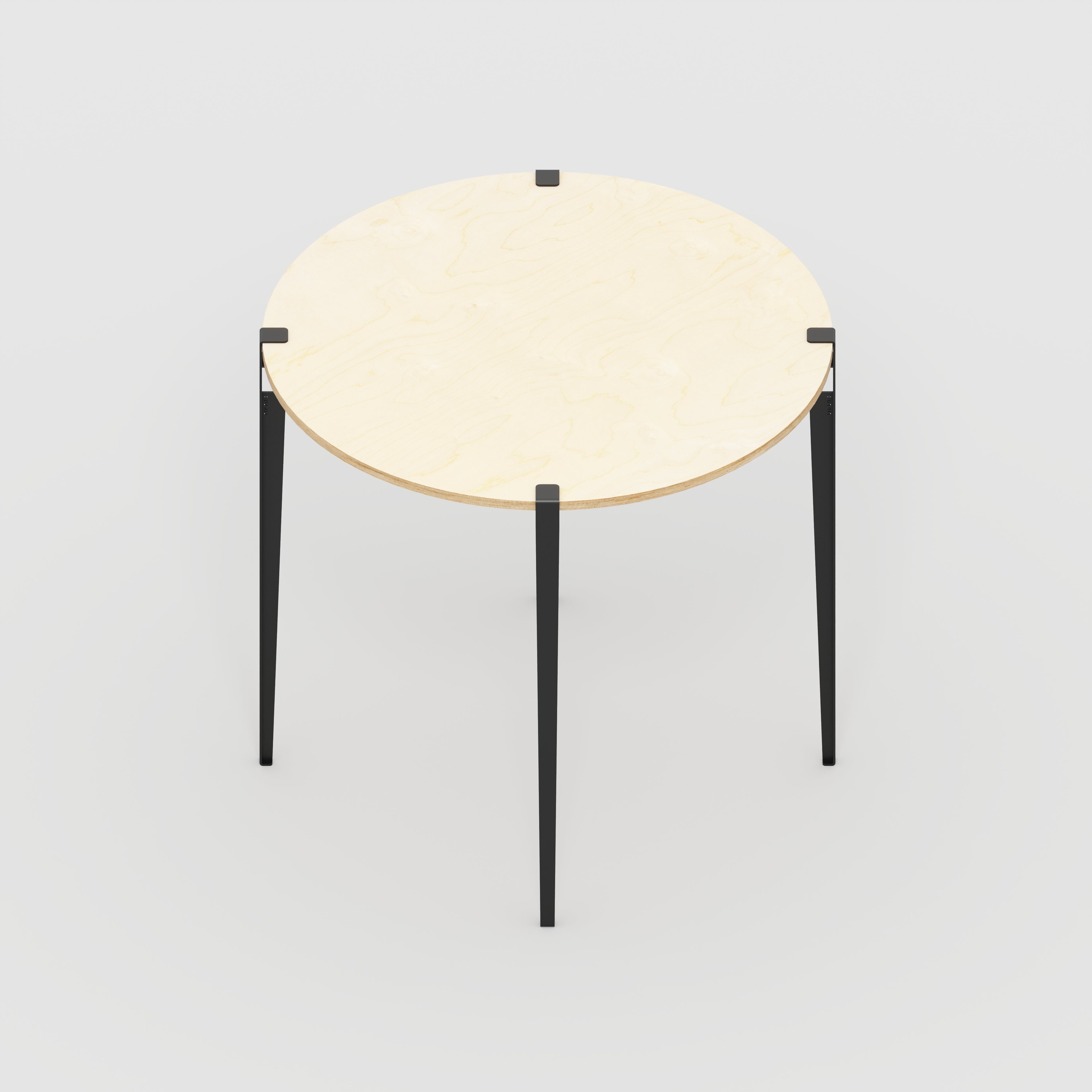 Plywood Round Table with Black Tiptoe Legs - Plywood Birch - 1200(dia) x 1100(h)