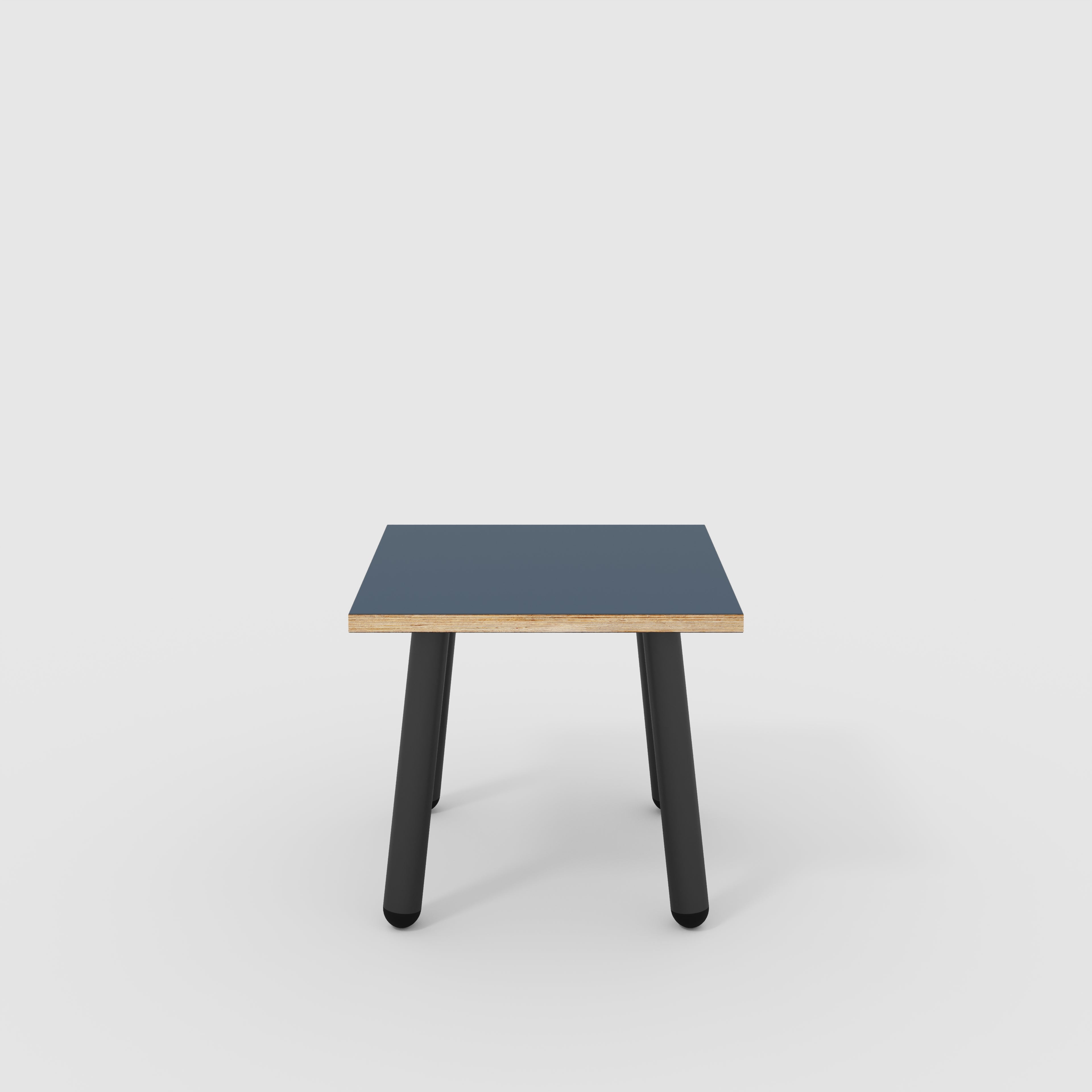 Plywood Side Table with Round Single Pin Legs - Formica Night Sea Blue - 500(w) x 500(d) x 425(h)