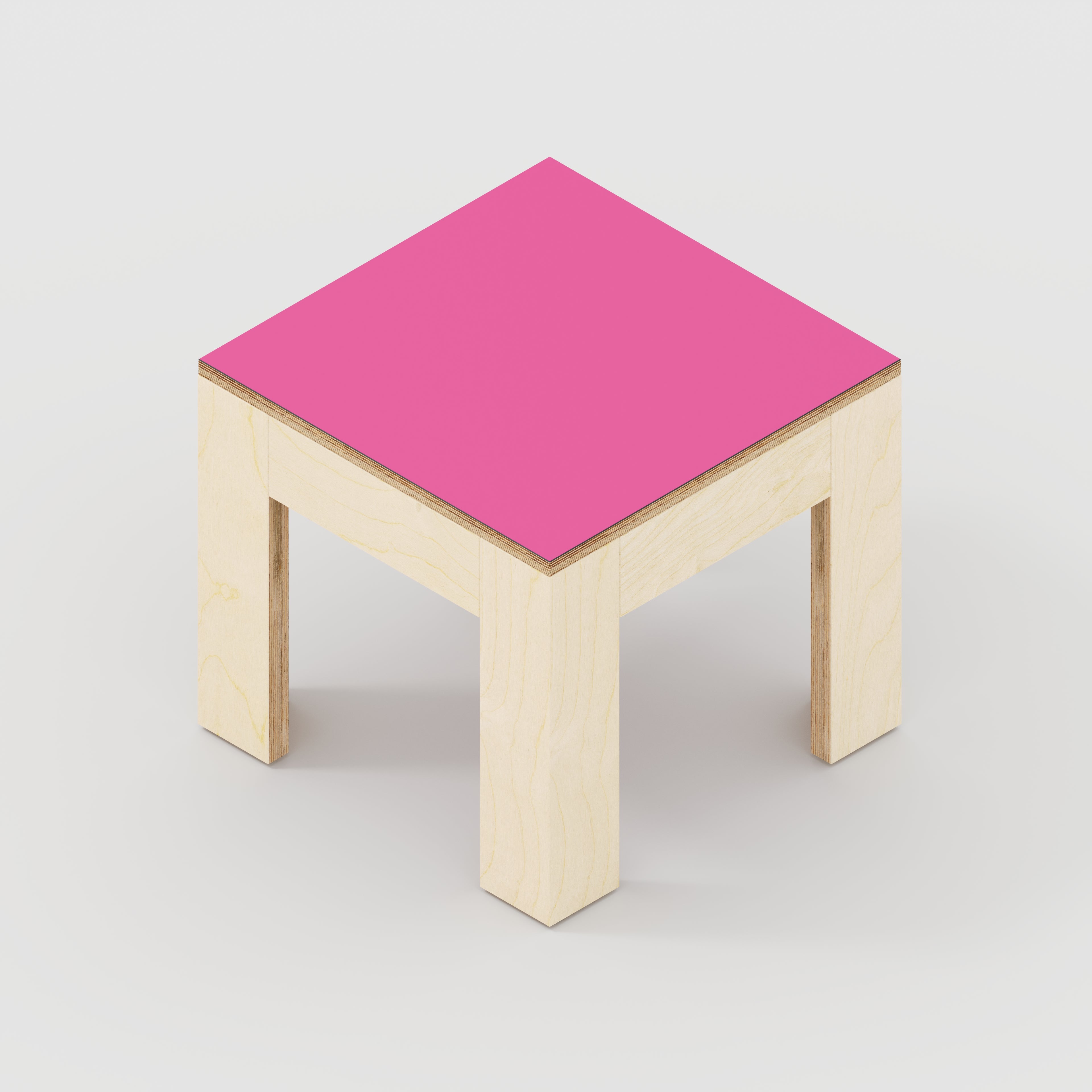 Plywood Side Table with Solid Frame - Formica Juicy Pink - 500(w) x 500(d) x 450(h)