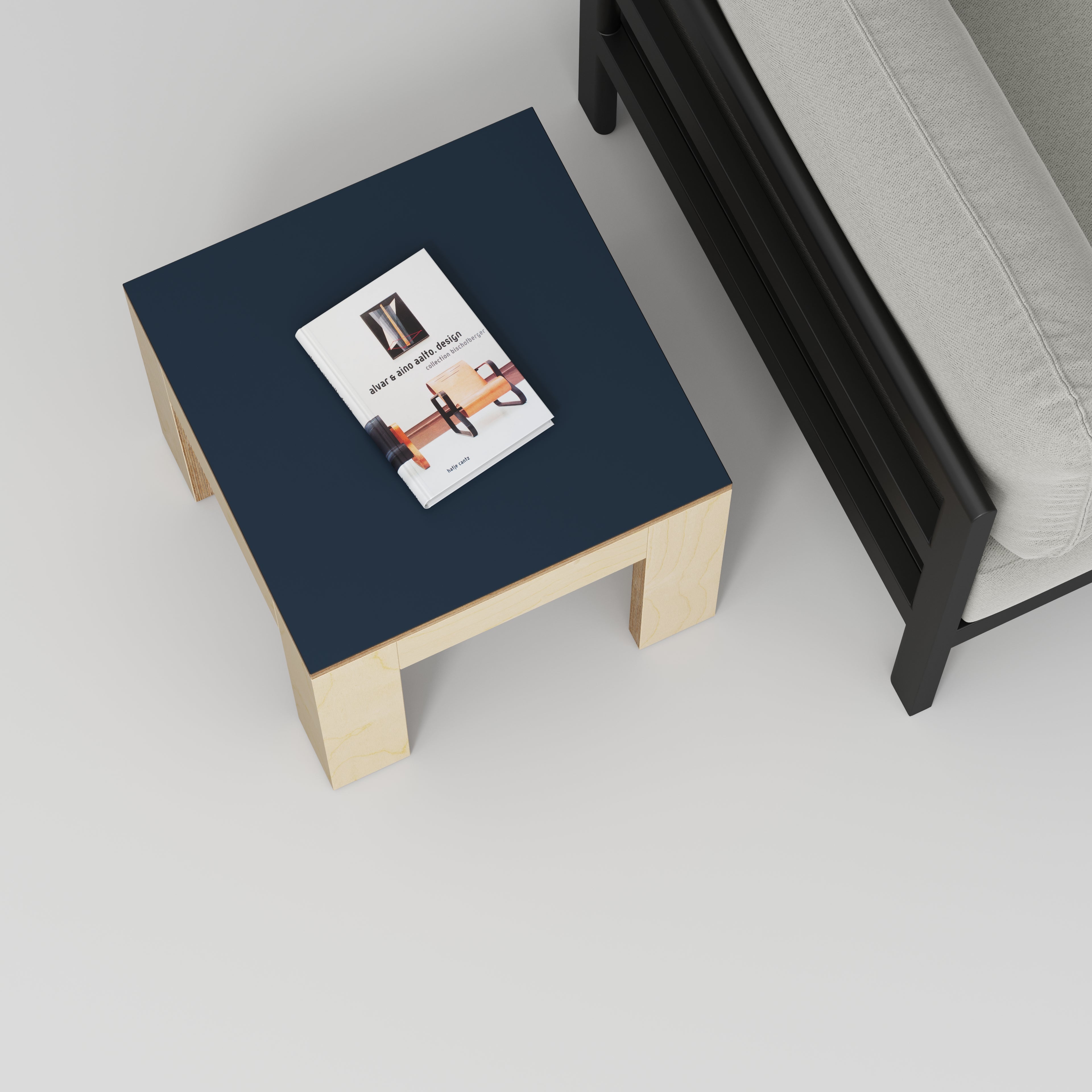 Plywood Side Table with Solid Frame - Formica Night Sea Blue - 500(w) x 500(d) x 450(h)