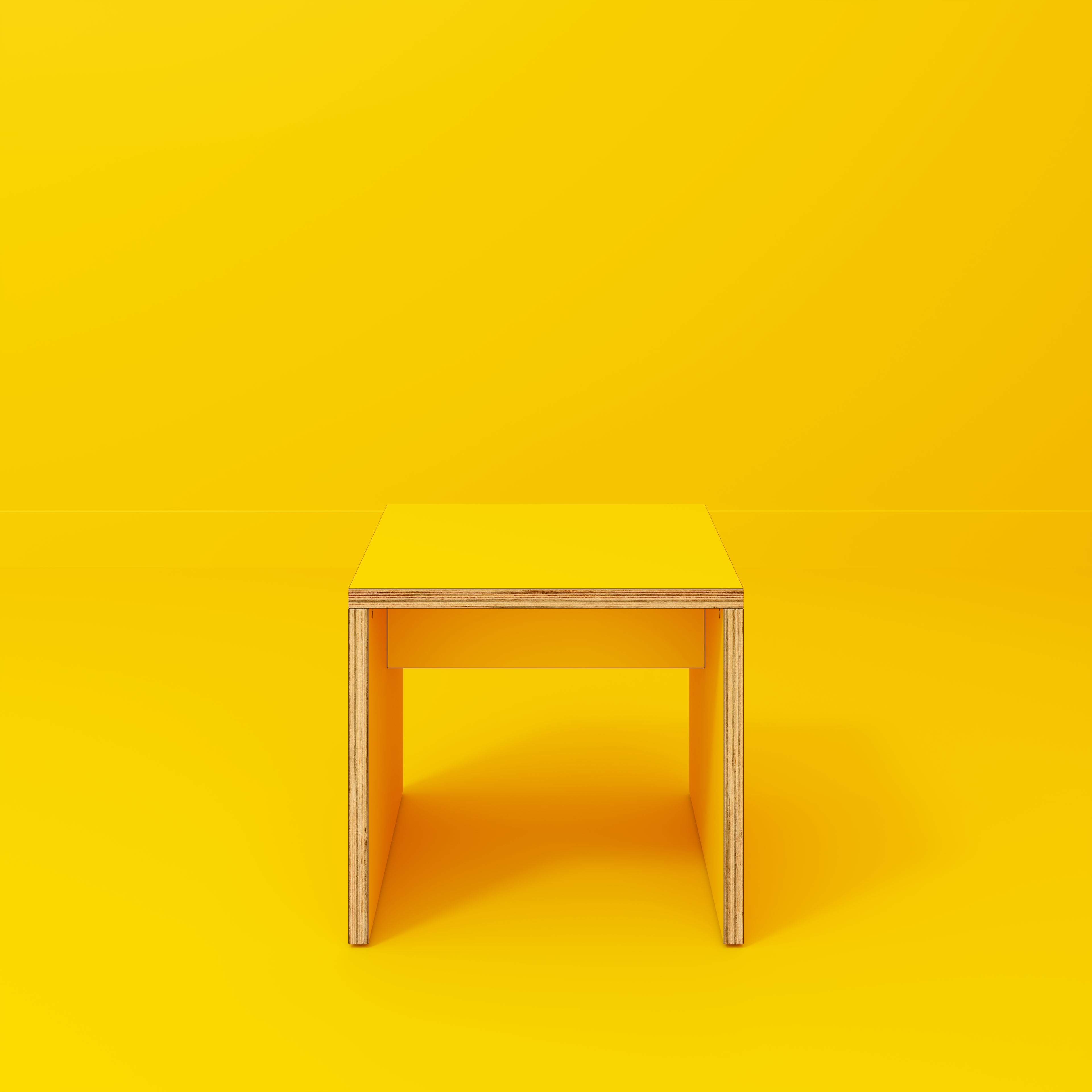 Plywood Side Table with Solid Sides - Formica Chrome Yellow - 500(w) x 500(d) x 450(h)