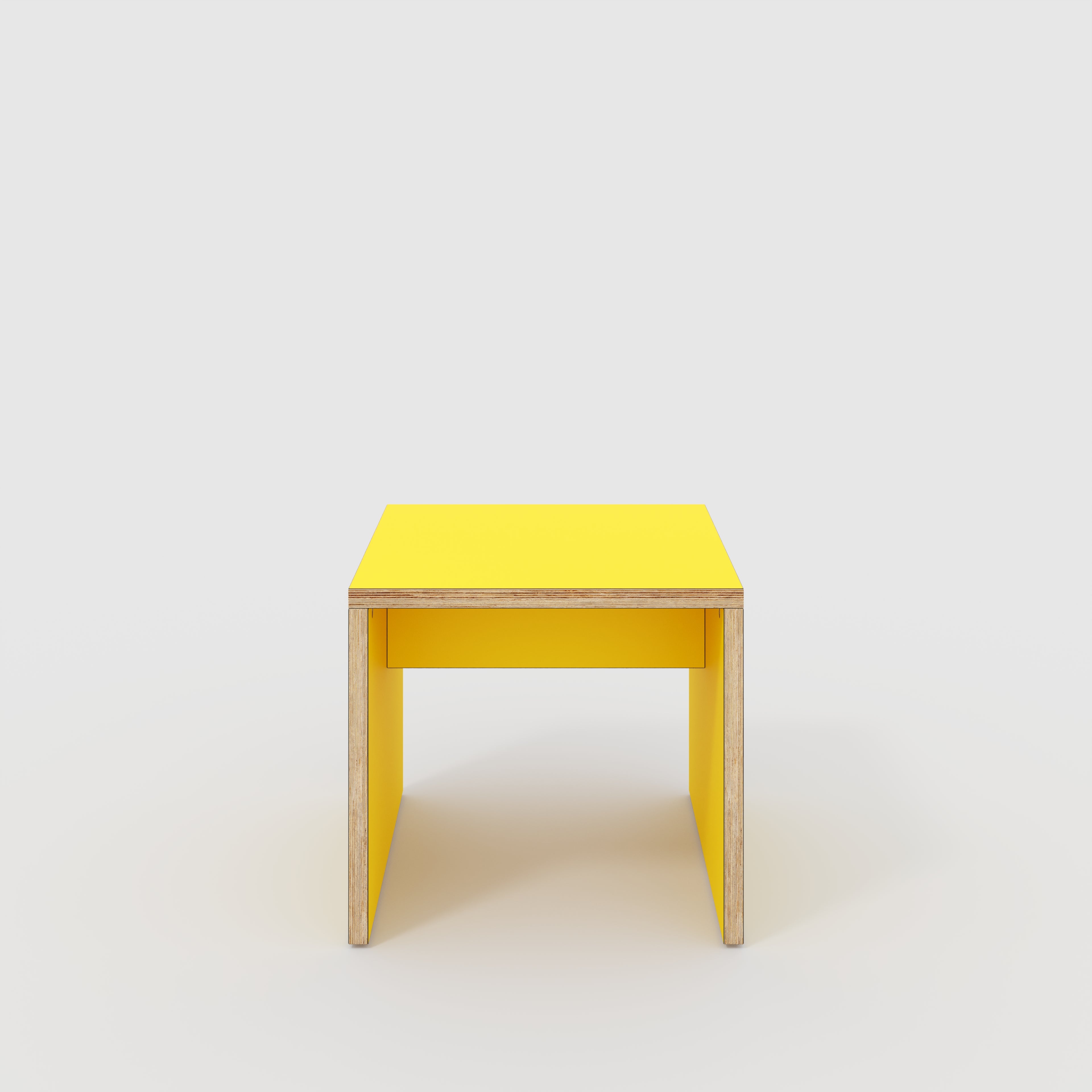 Plywood Side Table with Solid Sides - Formica Chrome Yellow - 500(w) x 500(d) x 450(h)