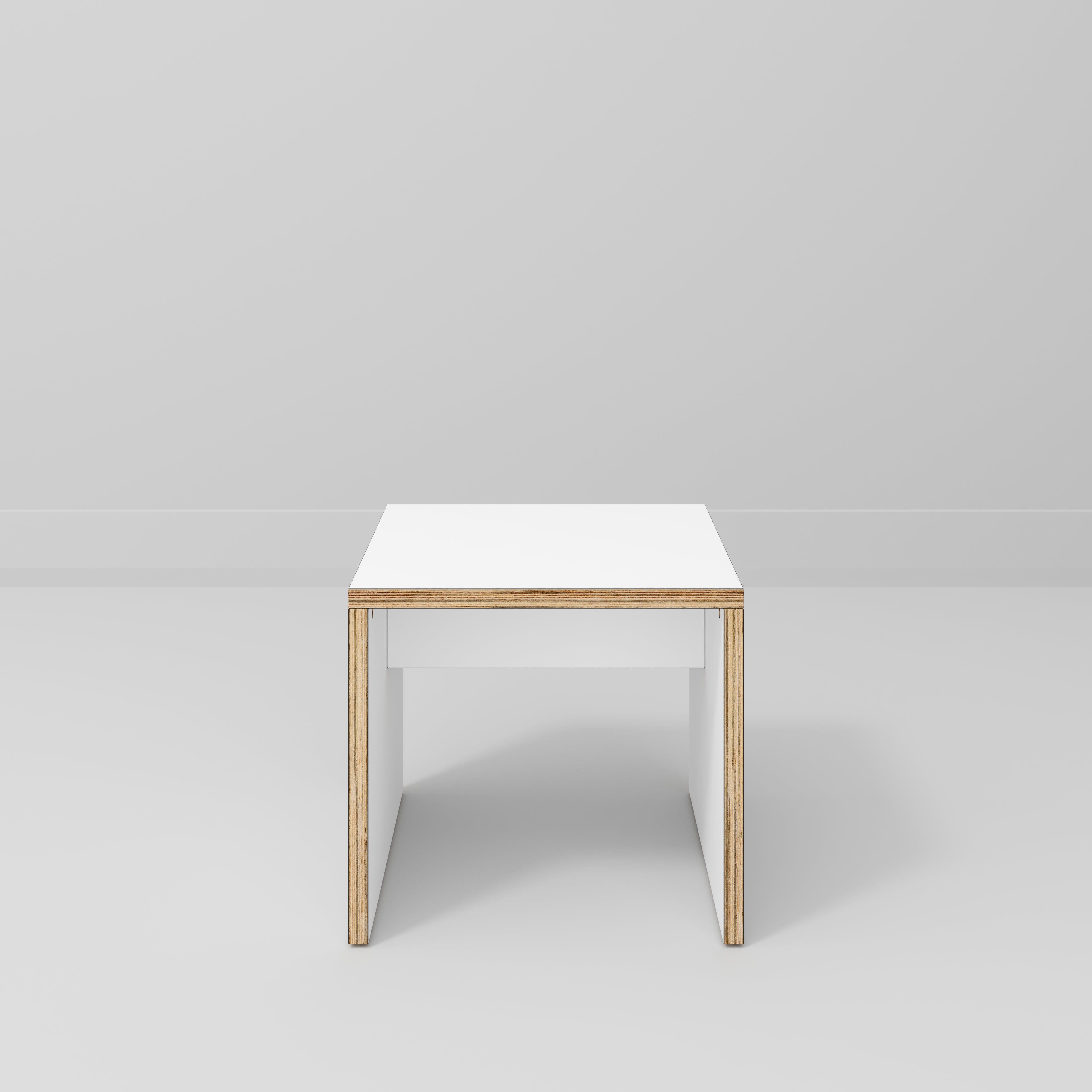 Plywood Side Table with Solid Sides - Formica White - 500(w) x 500(d) x 450(h)