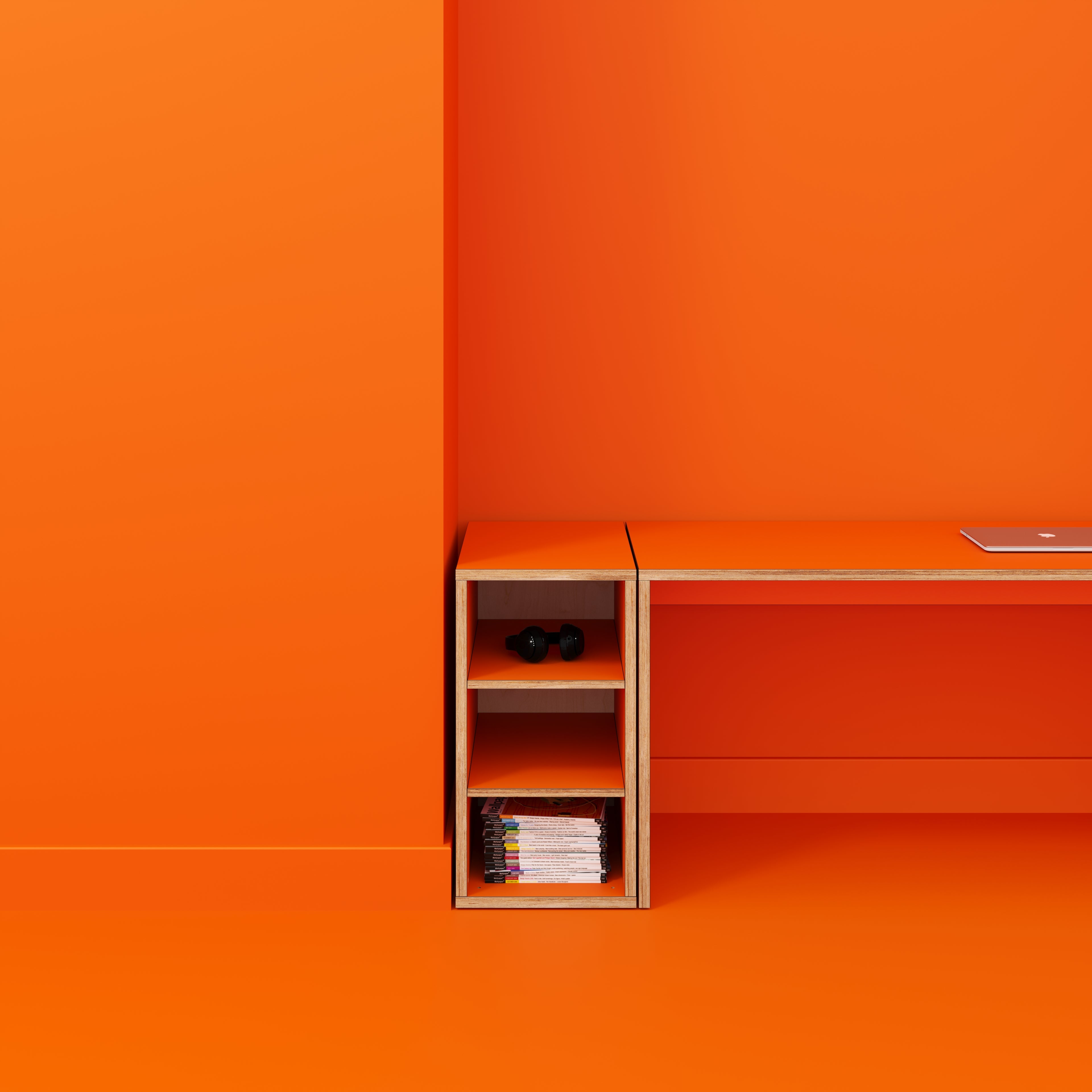 Plywood Storage with Shelves - Formica Levante Orange - 400(w) x 600(d) x 750(h)