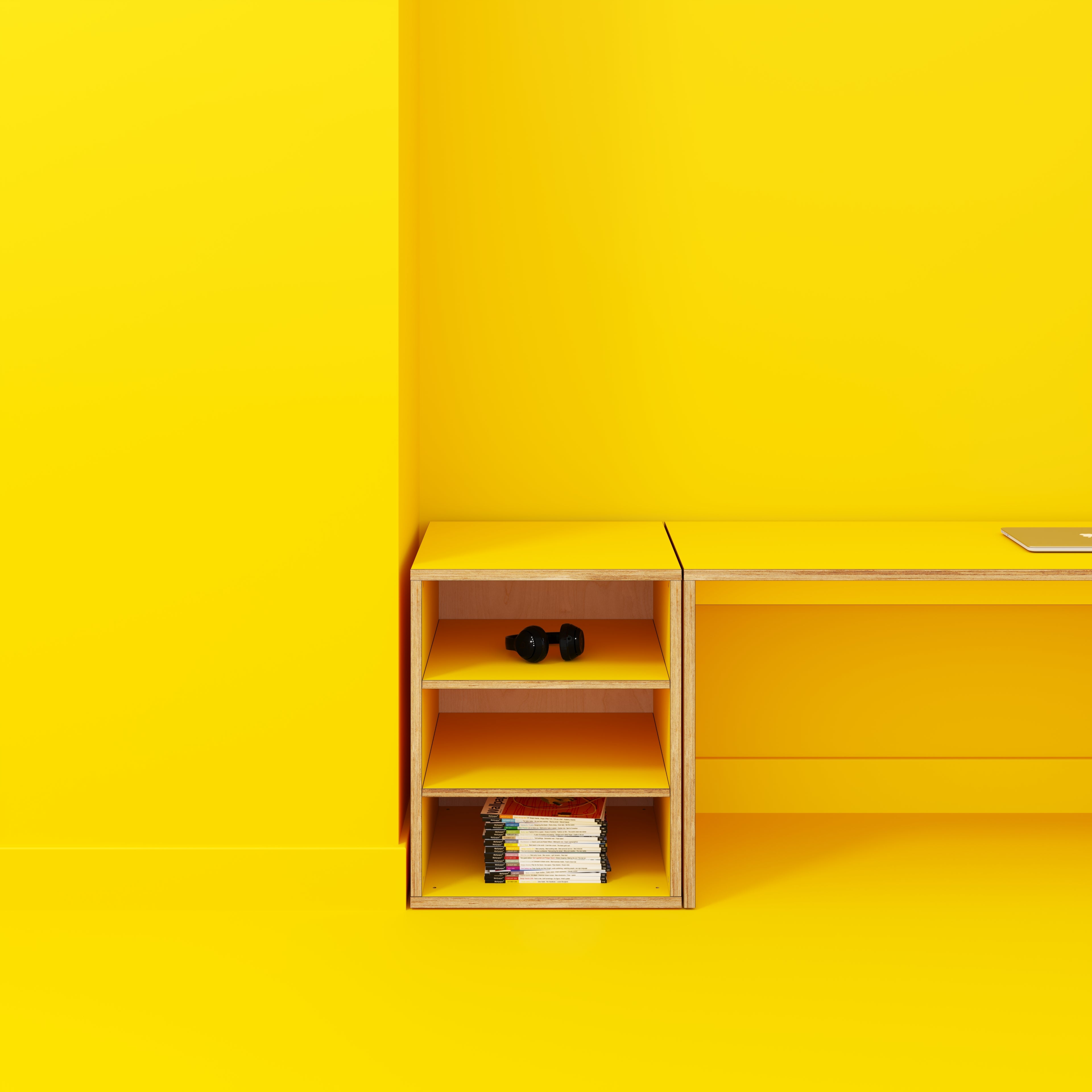 Plywood Storage with Shelves - Formica Chrome Yellow - 600(w) x 600(d) x 750(h)