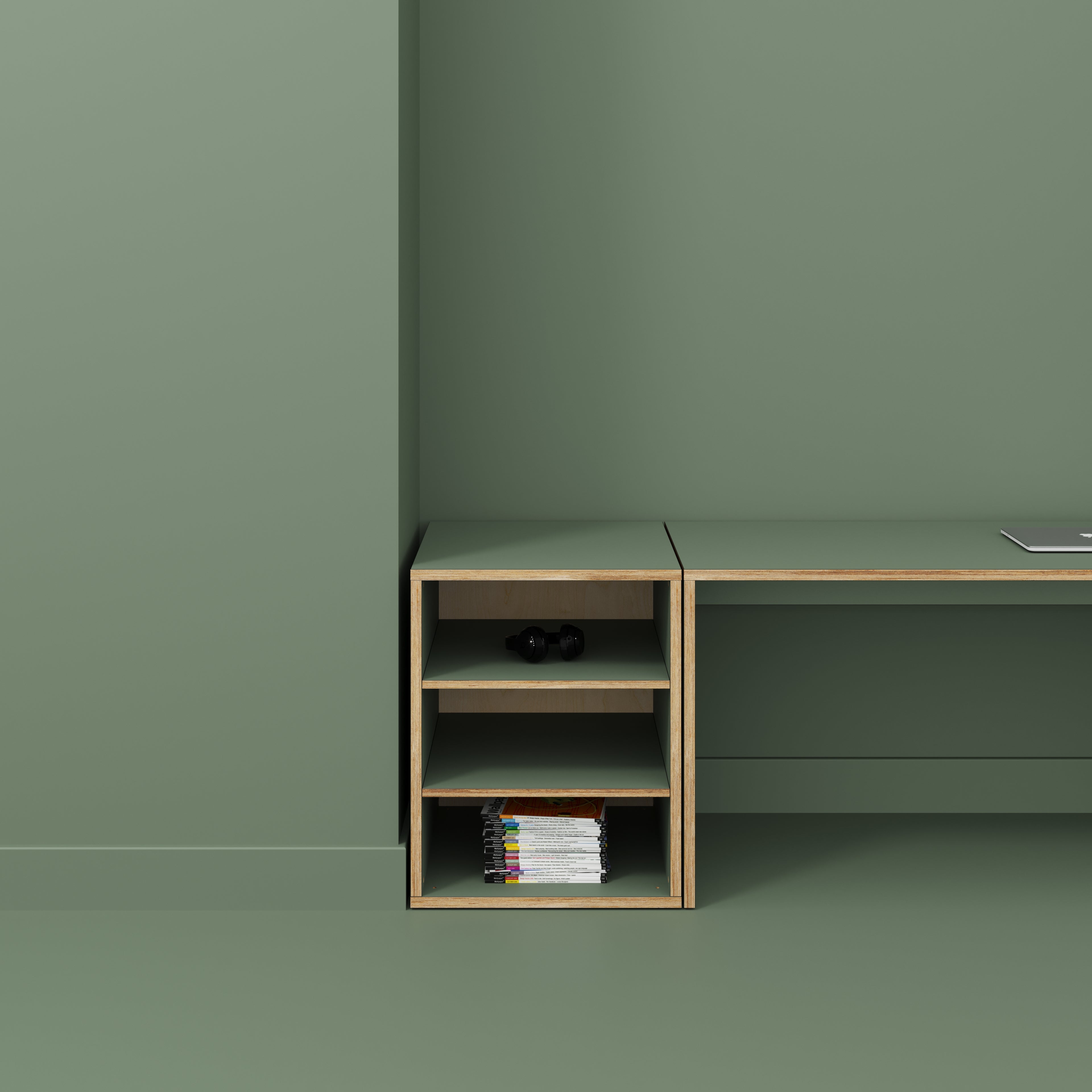 Plywood Storage with Shelves - Formica Green Slate - 600(w) x 600(d) x 750(h)