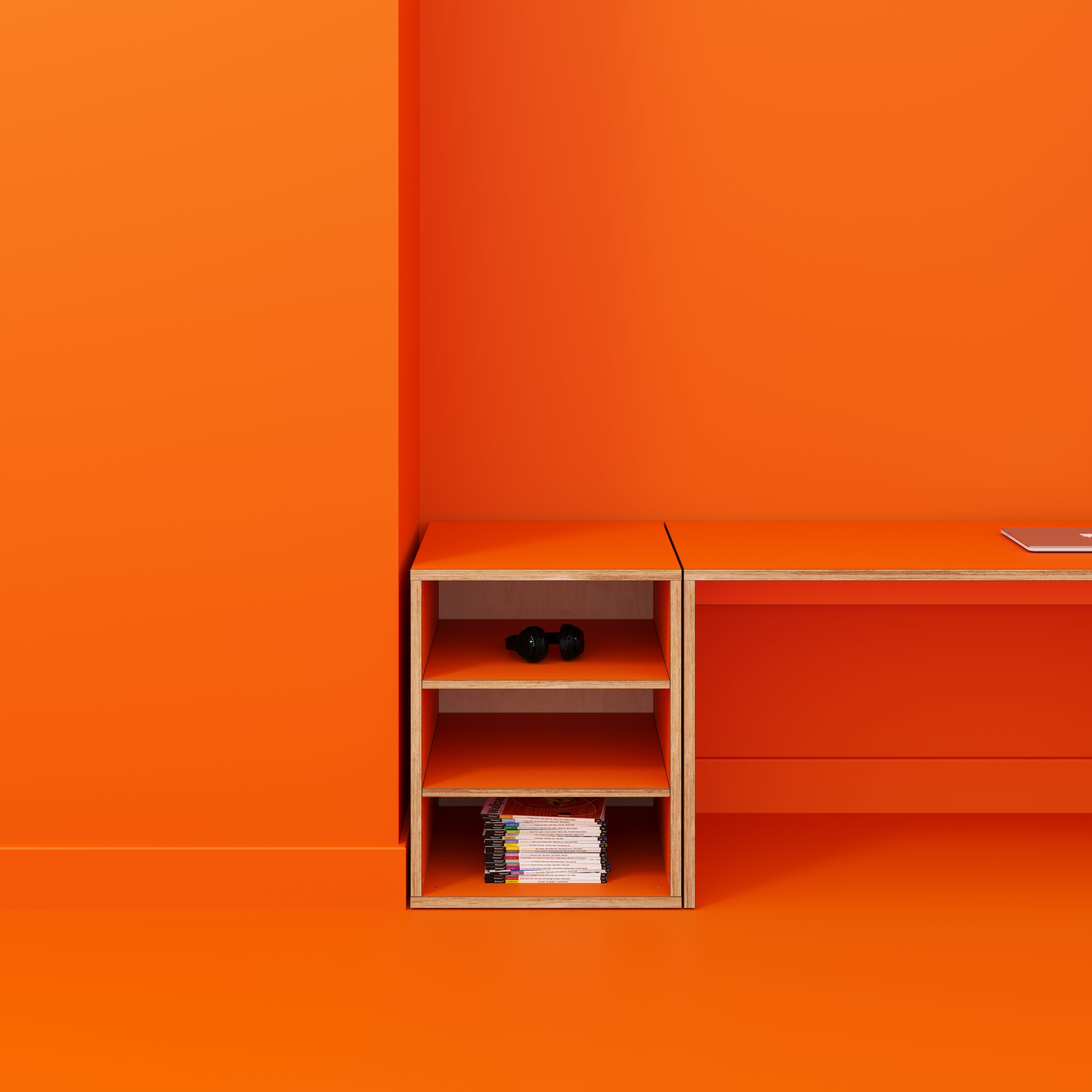 Plywood Storage with Shelves - Formica Levante Orange - 600(w) x 600(d) x 750(h)