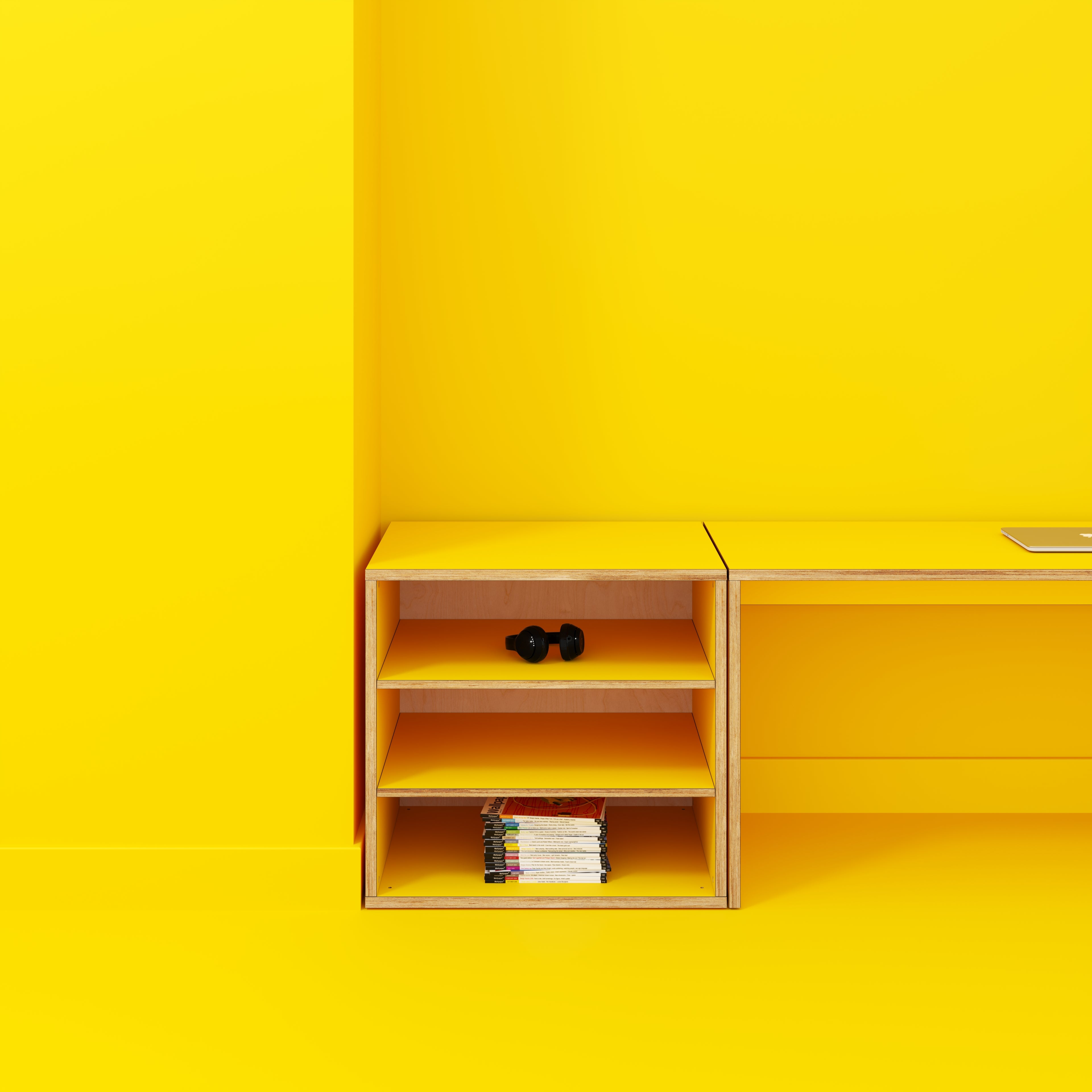 Plywood Storage with Shelves - Formica Chrome Yellow - 800(w) x 600(d) x 750(h)